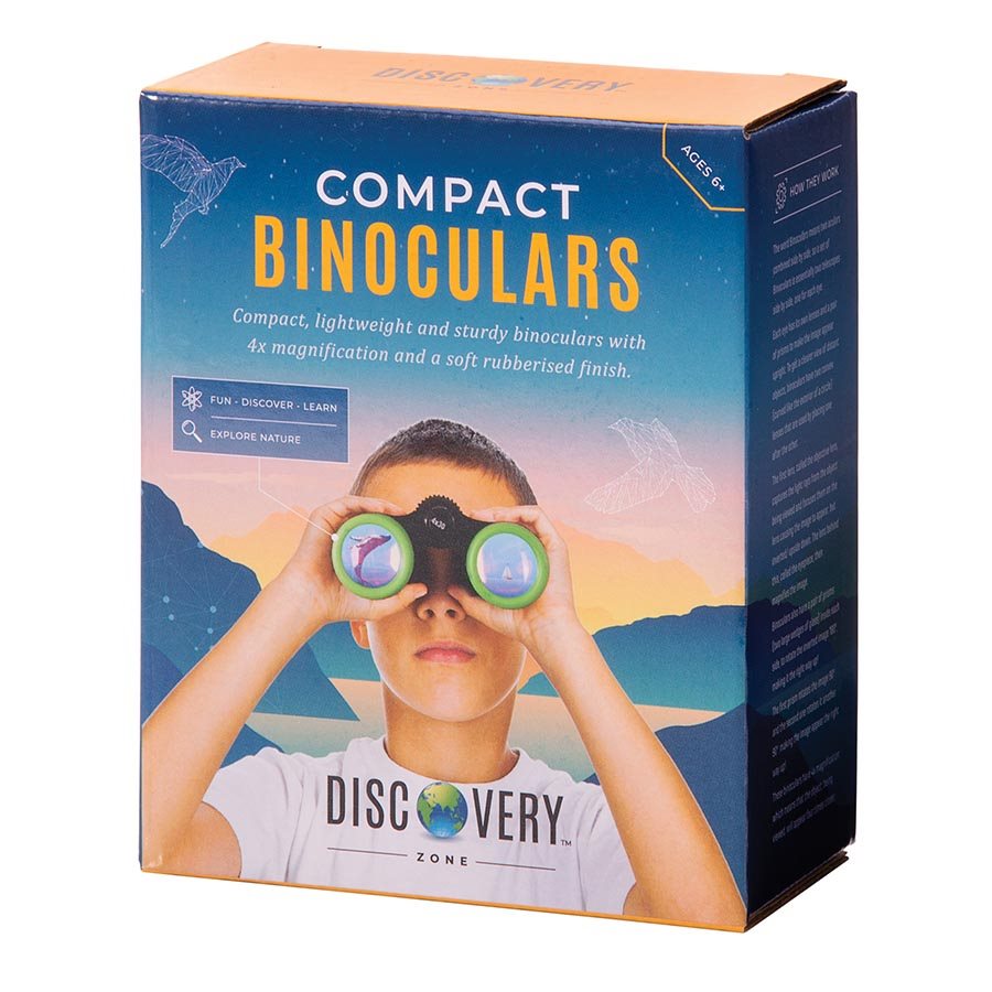 Discovery Zone Compact Binoculars for Adults & Kids - 10x25 High Power Binoculars for Bird Watching, Hiking, Travel & Outdoor Adventures