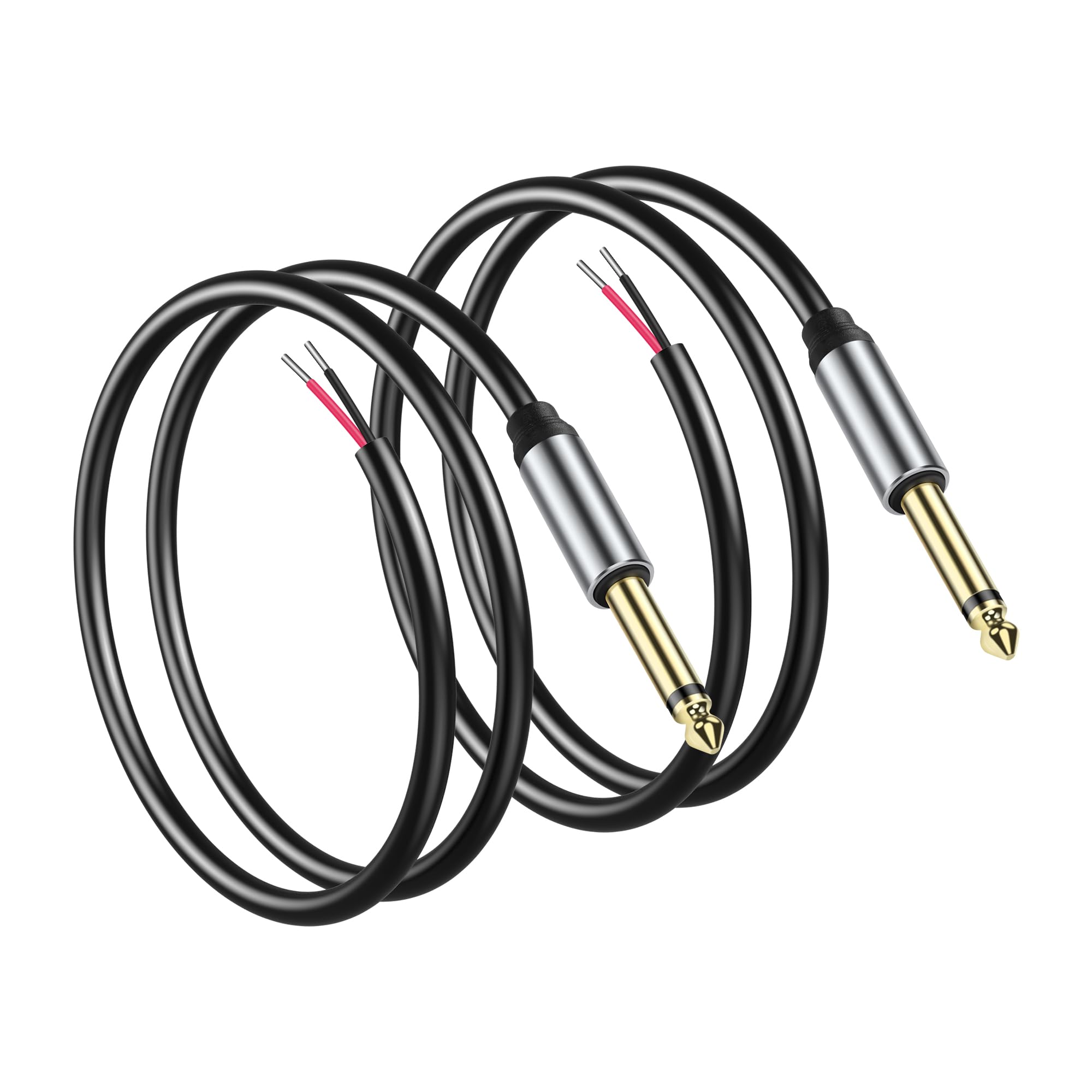 GINTOOYUN 2-Pack 6.35mm Male Plug to Bare Wire TRS Stereo 1/4