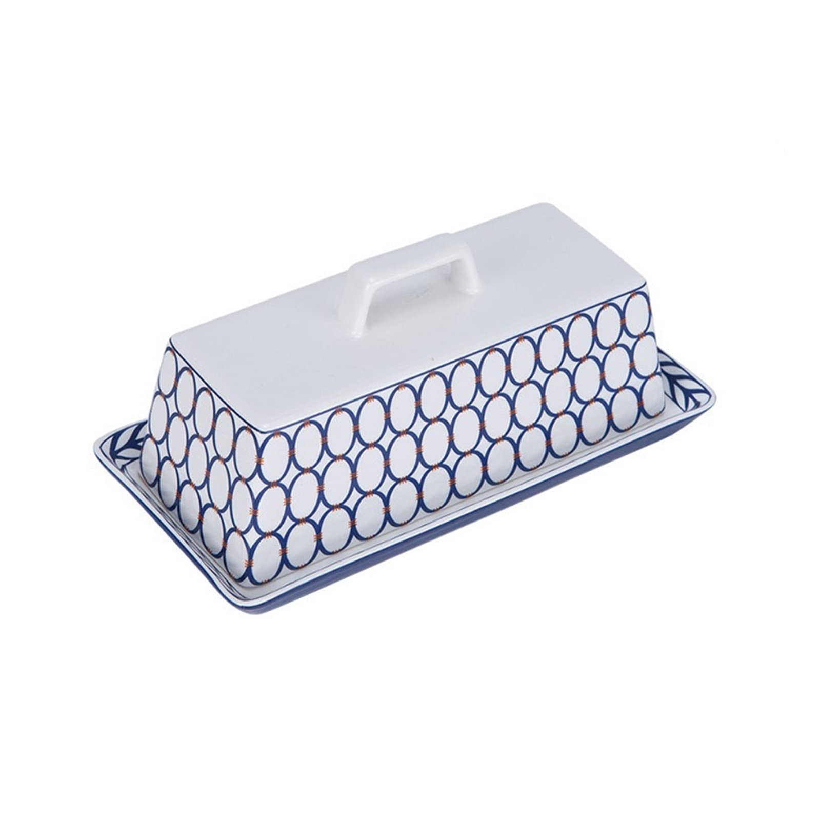 Ceramic Butter Dish with Lid - White Porcelain Butter Keeper Container for Food Storage (19.2x9.5x8.5cm) - Perfect for Dining Table, Kitchen Counter, Baking, Dessert Serving & Candy Display