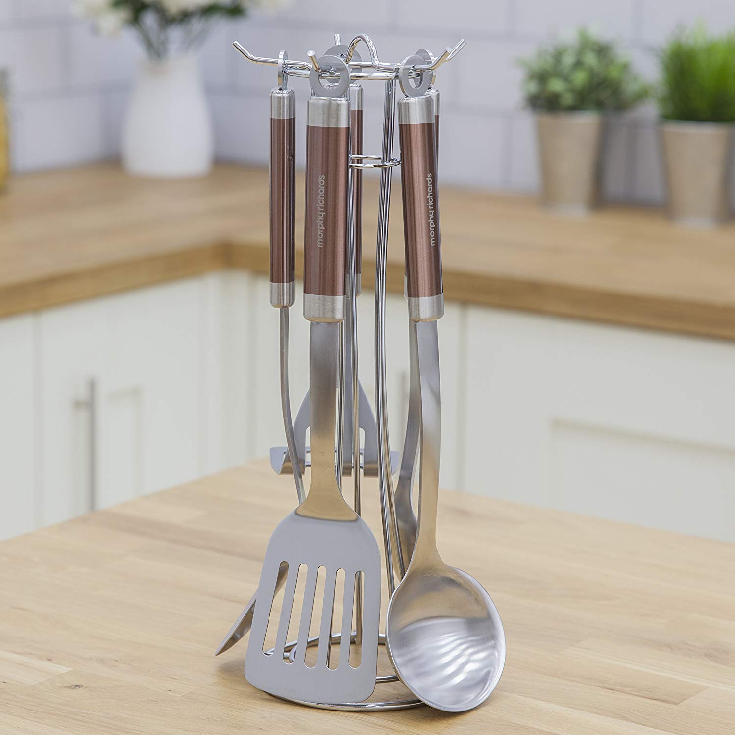 Morphy Richards 5-Piece Stainless Steel & Copper Accents Tool Set - Perfect for Kitchen, Home Decor, and Gift Giving