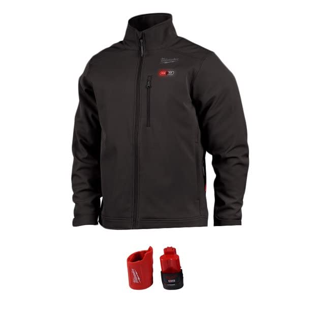 Milwaukee 204B-21XL M12 12V Heated Toughshell Jacket Kit - Black (XLarge) with 3Ah Lithium-Ion Battery & Charger | Winter Workwear for Construction & Outdoor Activities | Waterproof Heated Jacket for Cold Weather Jobs