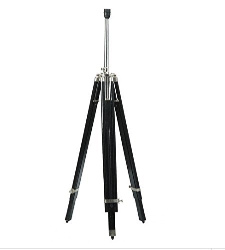 Black Wooden Tripod Floor Lamp Stand with Wiring & Holder - Perfect for Living Room, Bedroom & Office Decor (Shade Not Included)