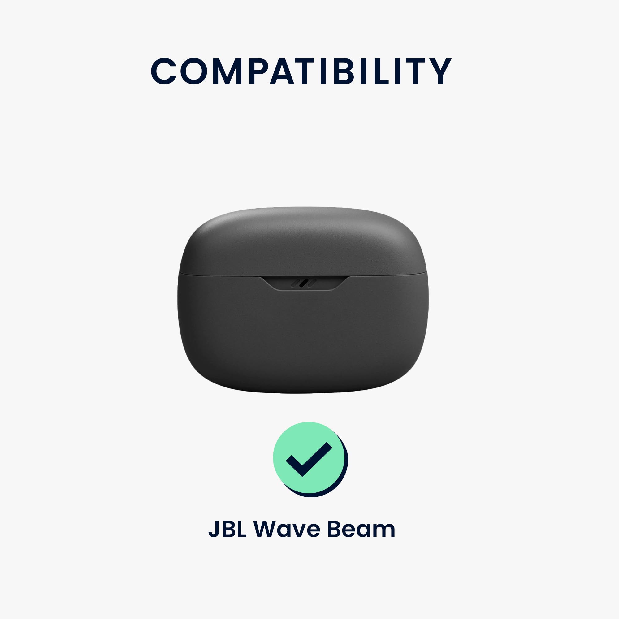 kwmobile Silicone Protective Case Cover for JBL Wave Beam Earbuds - Shockproof & Scratch-Resistant Black Cover - Perfect for Gym, Travel, and Daily Use