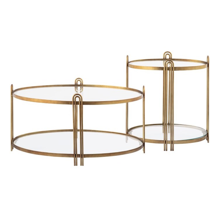 Modern Accent Stool with Arch Design - 23 x 25.5 Inch Brass/Clear Finish - Perfect for Living Room, Bedroom, or Entryway Decor