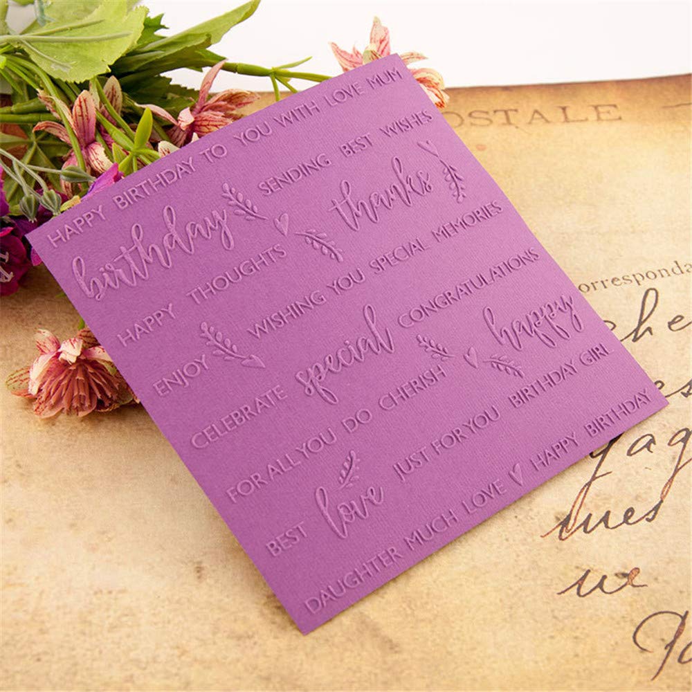 Happy Birthday Plastic Embossing Folders for Scrapbooking, Journaling, DIY Cards & Albums - 12pcs Craft Templates for Paper Crafts, Greeting Cards & Memory Books | Perfect for Birthday Cards, Wedding Invitations & Scrapbook Decorations
