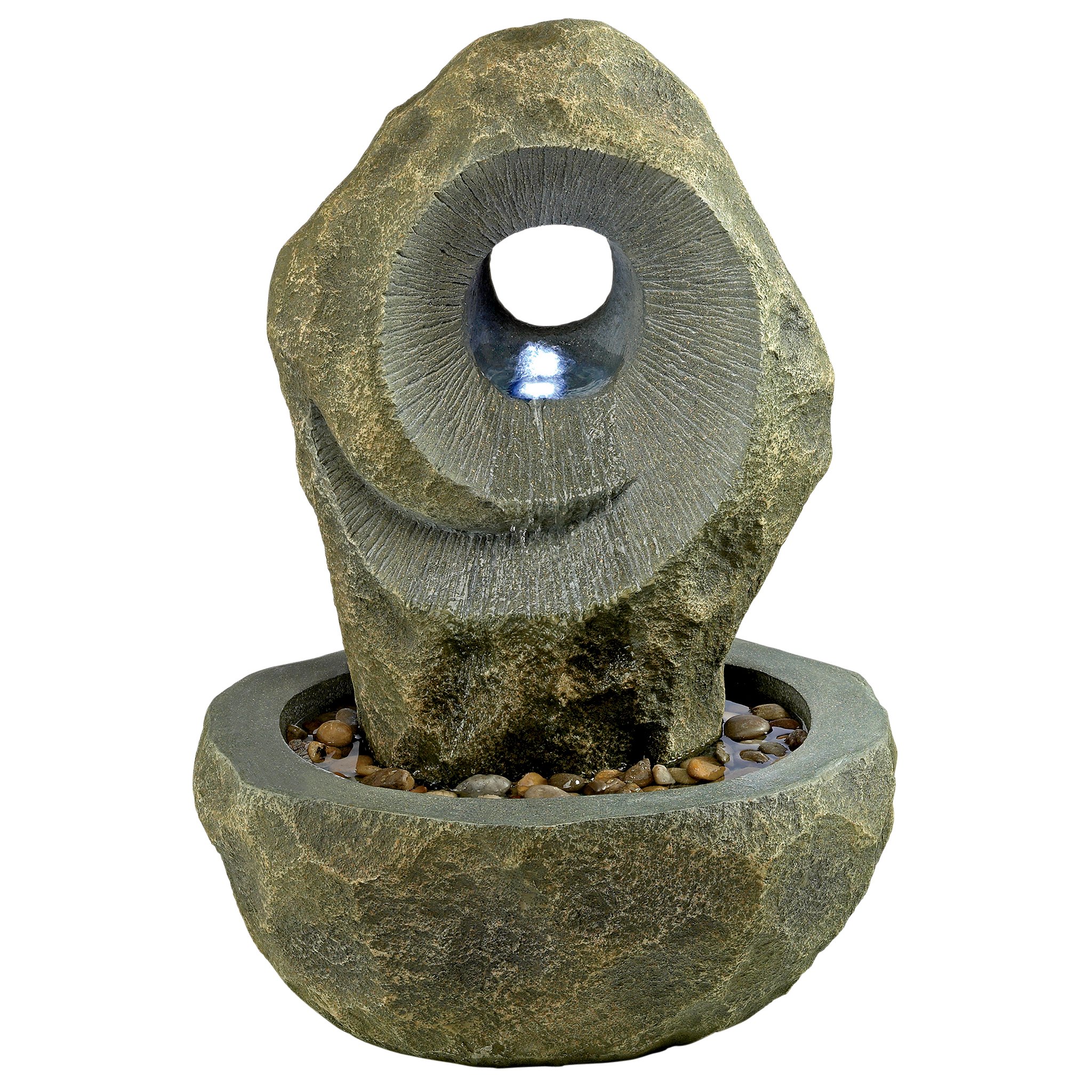 Kandinsky Spiral LED Water Fountain - Outdoor Garden Decor with Soothing Water Feature | Perfect for Patio, Yard, and Zen Meditation Spaces