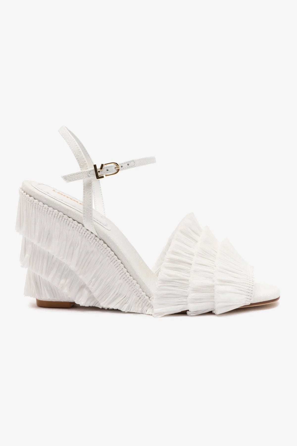 Yves Fringe Wedge Sandals in White Raffia - Stylish Summer Beach Shoes for Women | Perfect for Vacations, Weddings & Outdoor Parties