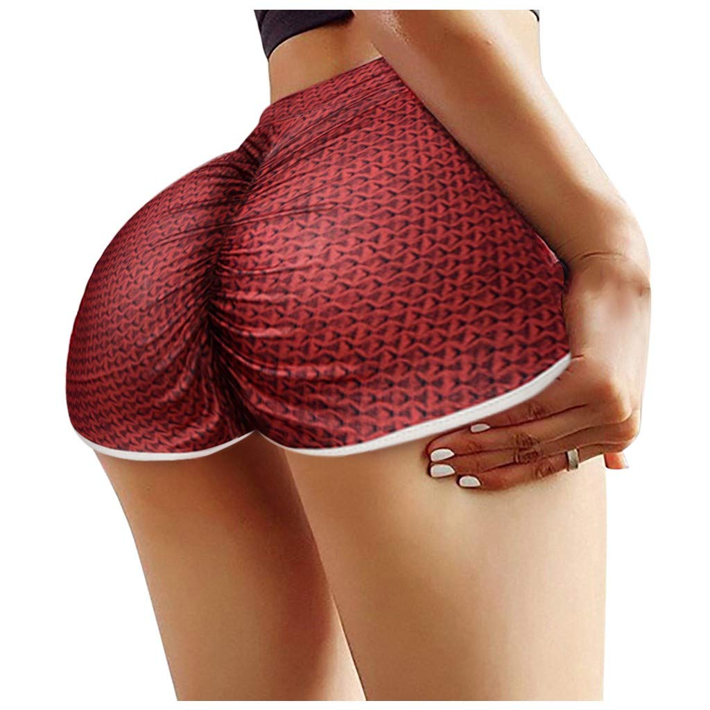 WOCACHI Women's High Waist Yoga Shorts - Velvet Sports Shorts for Workout & Summer
