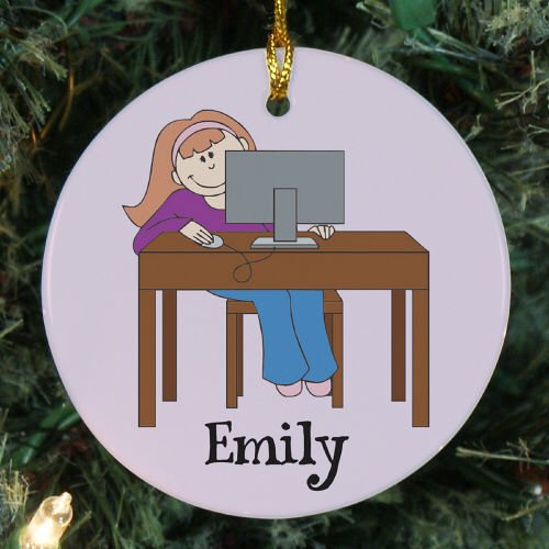 Personalized Ceramic Computer Ornament - Custom Name Desk Decor for Office, Home & Gifts | Perfect for Tech Lovers, Workstations & Holiday Presents