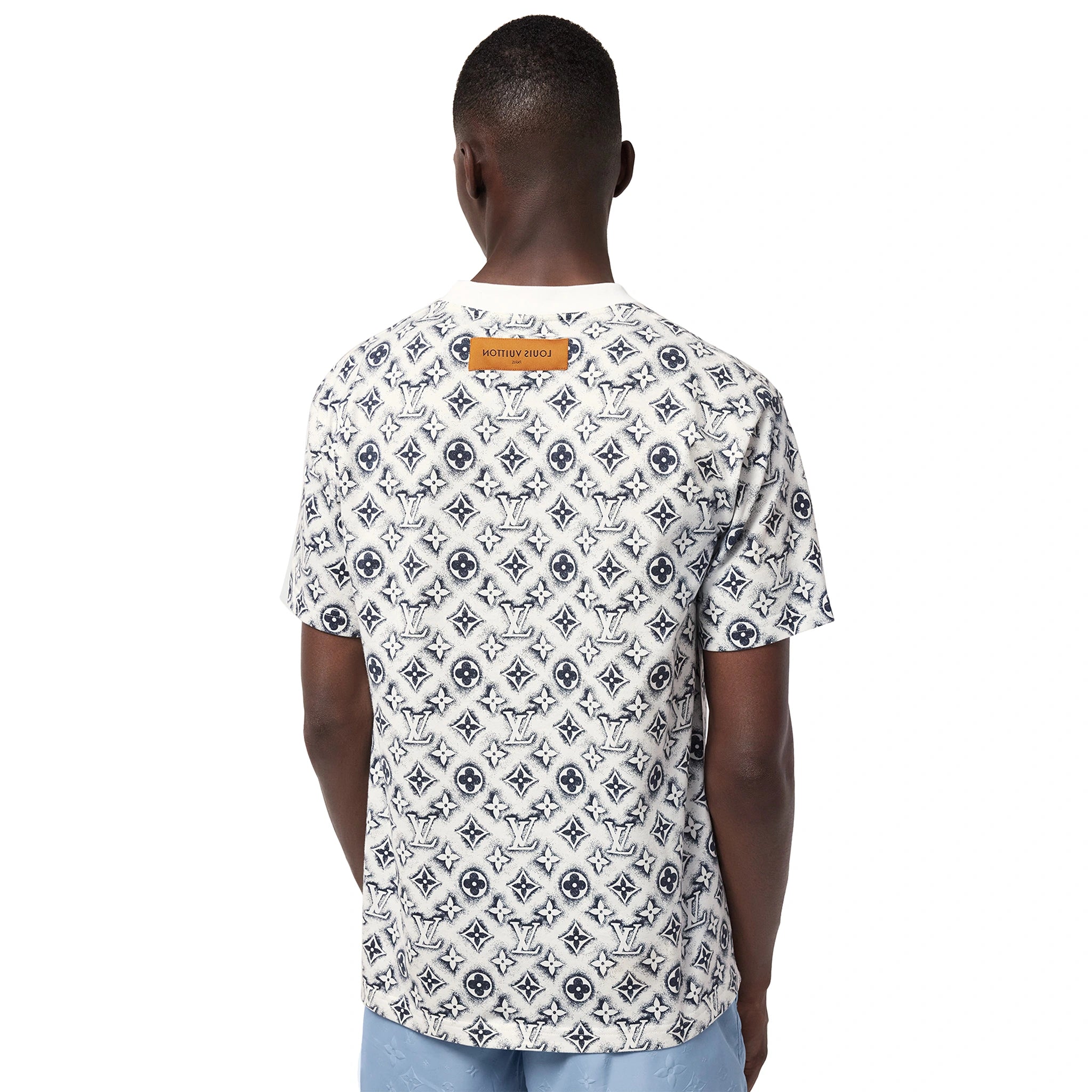 Louis Vuitton Monogram White Deep Black T-Shirt for Men - Luxury Cotton Graphic Tee for Casual Wear & Street Style Fashion