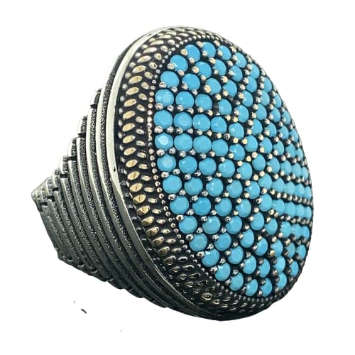Handmade 925 Sterling Silver Turquoise Stone Ring - Ottoman Style Turkish Jewelry for Women, Gift for Her, Perfect for Weddings & Special Occasions