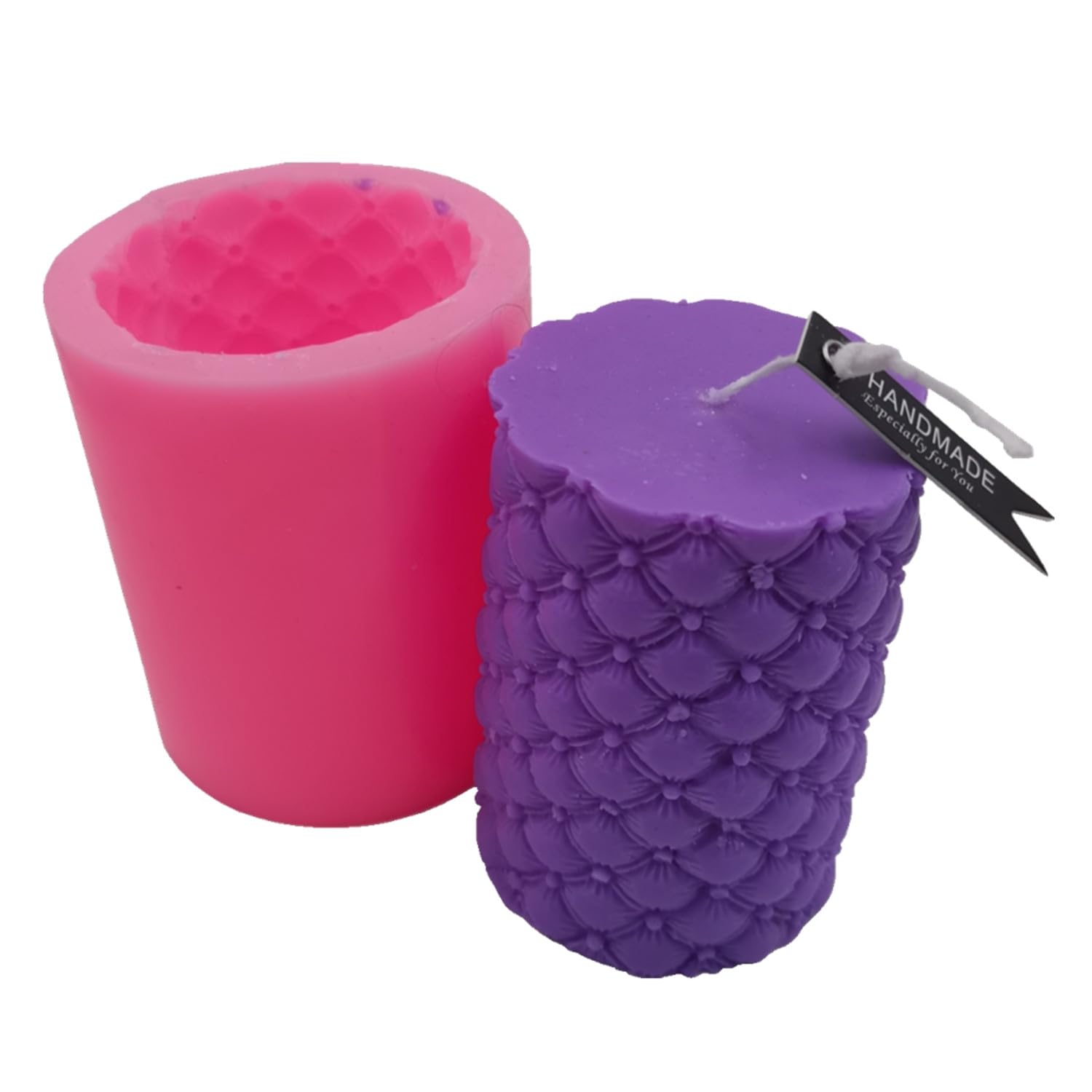 Premium Leather Grain Pillar Candle Mold - Handcrafted Scented Wax Molds for DIY Soy Wax, Beeswax & Resin Crafts - Silicone Candle Making Mould for Home Decor, Wedding Centerpieces & Gift Making