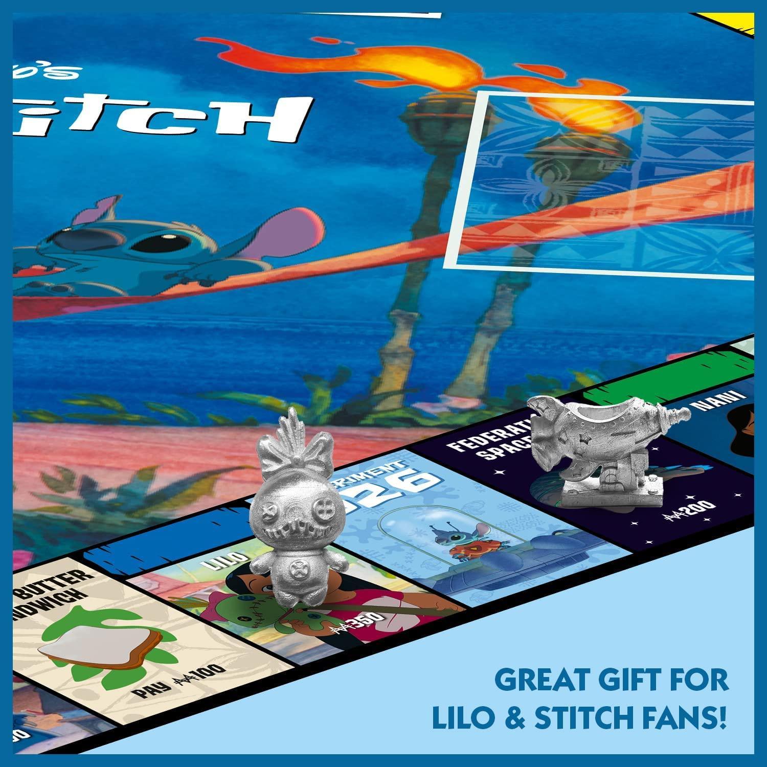 Disney Lilo & Stitch Edition Monopoly Board Game - Family Fun Game Night, Collectible Themed Tokens, Perfect for Kids & Adults
