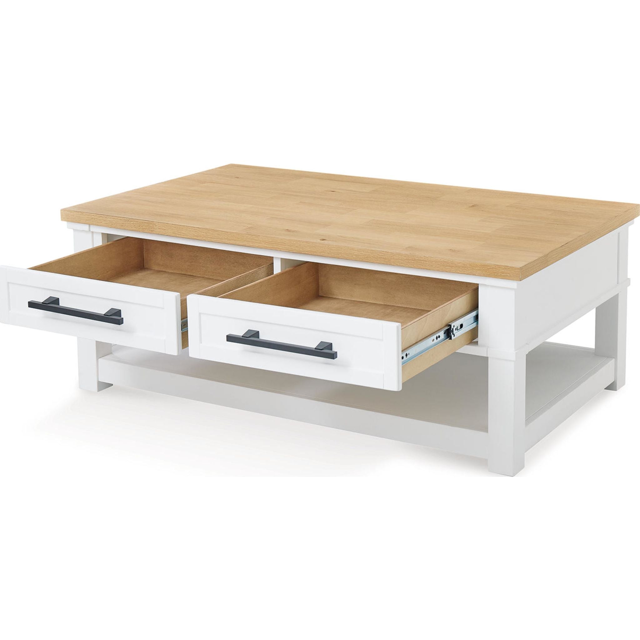 Ashbryn Modern Coffee Table - White & Natural Wood Finish - Perfect for Living Room, Lounge & Home Decor