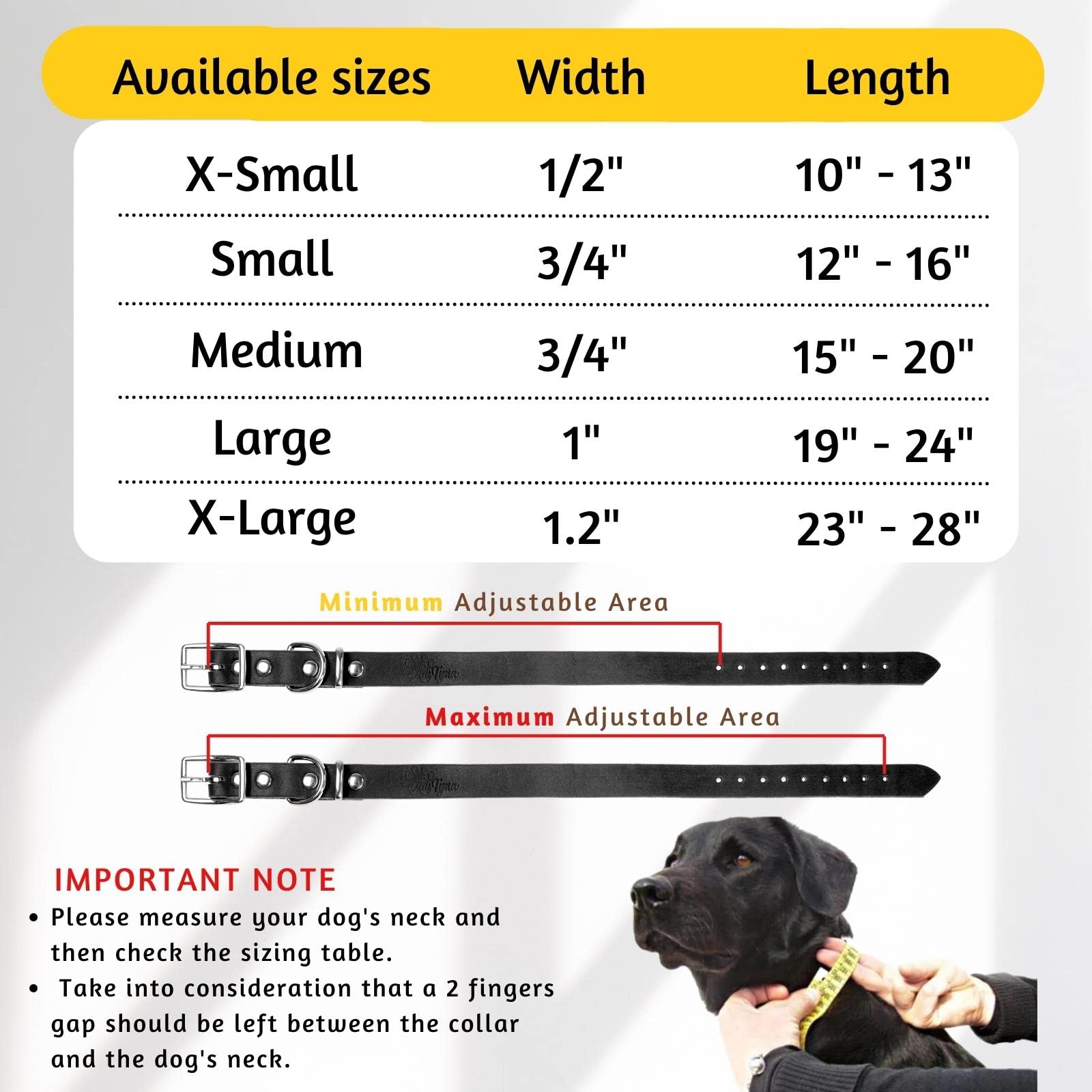 Premium Black Leather Dog Collar for Small Dogs - Classic Soft Heavy Duty Handmade Top-Grain Leather Pet Collar - Perfect for Walking, Training, Hiking & Outdoor Adventures