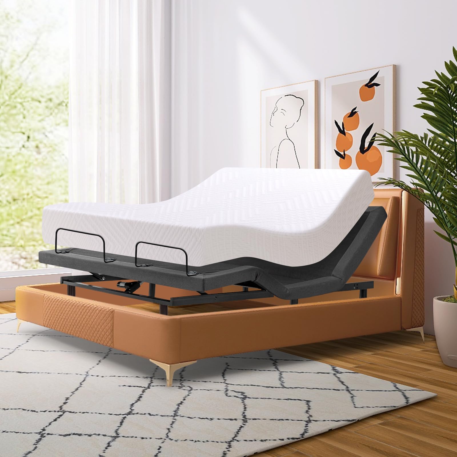 10 Inch Gel Memory Foam Adjustable Bed Base with Mattress - Medium Firm Mattress in a Box, Electric Smart Bed Frame with Thickened Form & Wireless Remote - Perfect for Back Pain Relief, Home Office, and Bedroom Comfort