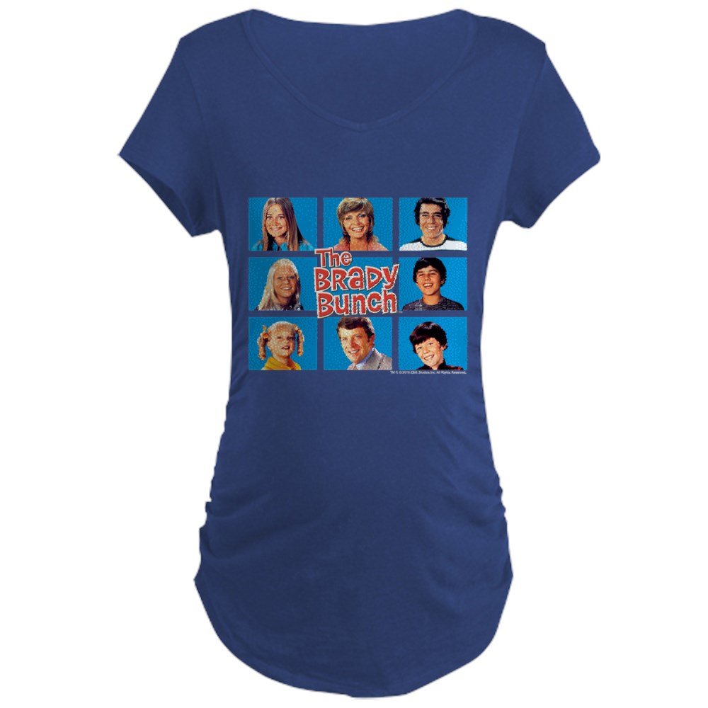Brady Bunch Grid Maternity T-Shirt - Funny Pregnancy Tee for Women - Comfortable Dark Maternity Top for Casual Wear, Baby Showers & Pregnancy Announcements