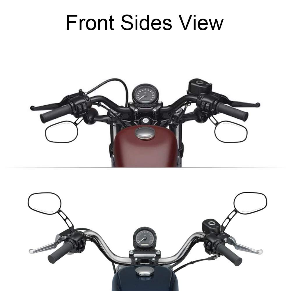 Black Edge Cut Rearview Side Mirrors for Harley Sportster Softail Touring Dyna - Durable Motorcycle Accessories for Enhanced Safety and Style on the Road