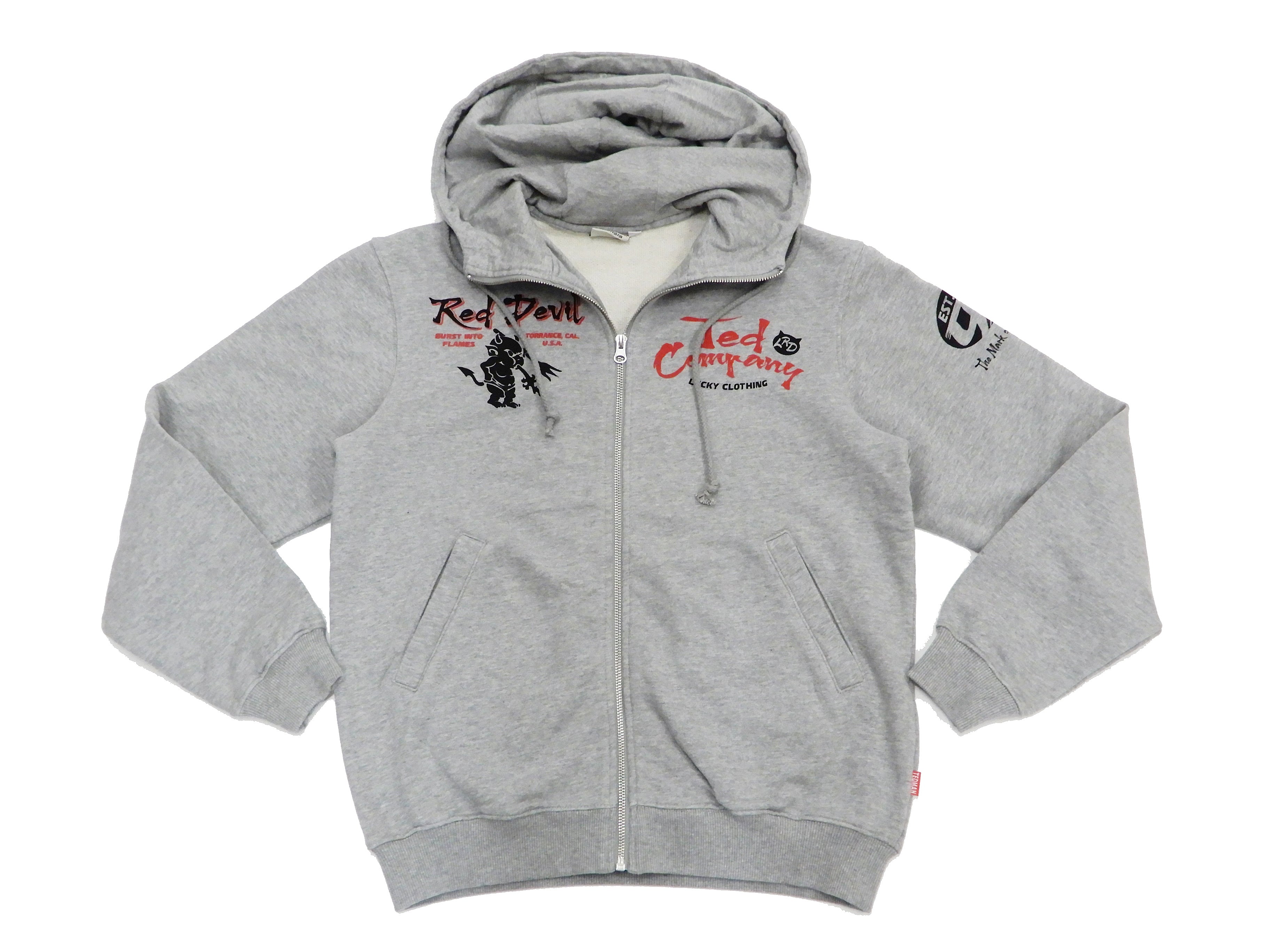 Tedman Men's Graphic Printed Full Zip Hoodie - Stylish Zip Up Hooded Sweatshirt TDSP 156 in Ash Gray - Perfect for Casual Wear, Street Fashion & Outdoor Activities