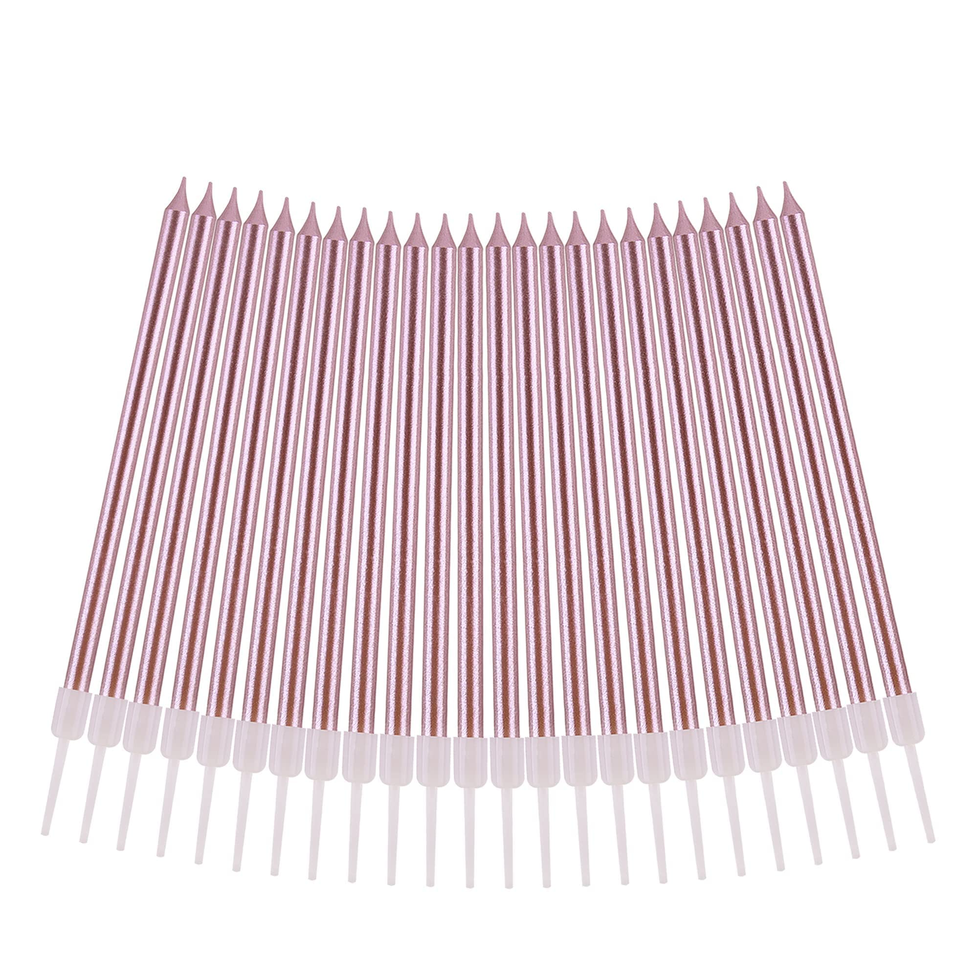 Rose Gold Thin Birthday Candles for Cakes & Weddings