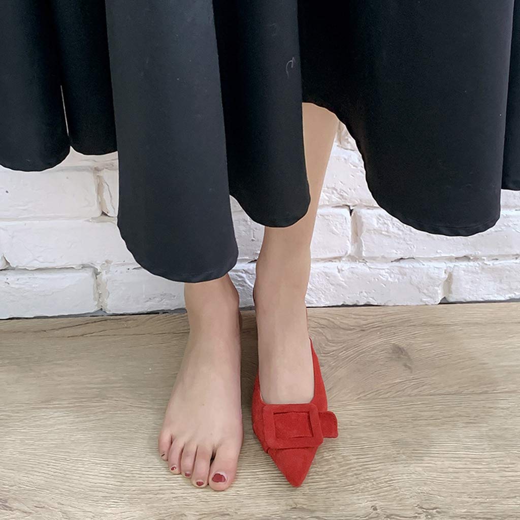 Mioke Women's Pointed Toe Buckle Mules - Low Heel Slip On Loafers, Backless Comfortable Dress Pumps & Slide Sandals | Perfect for Office, Party & Casual Outfits