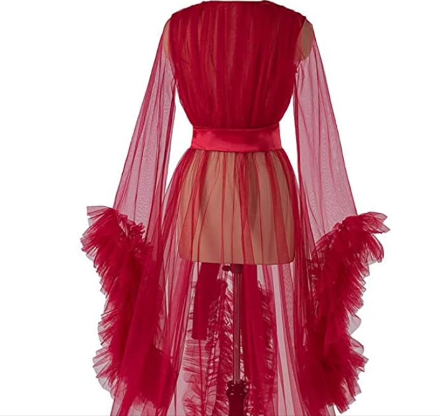 Elegant Women's Maternity Robe - Soft Bridal Lingerie for Photoshoots, Weddings & Special Occasions | Comfortable Nightgown & Illusion Scarf for Pregnancy Photos, Bridal Showers & Honeymoon Nights