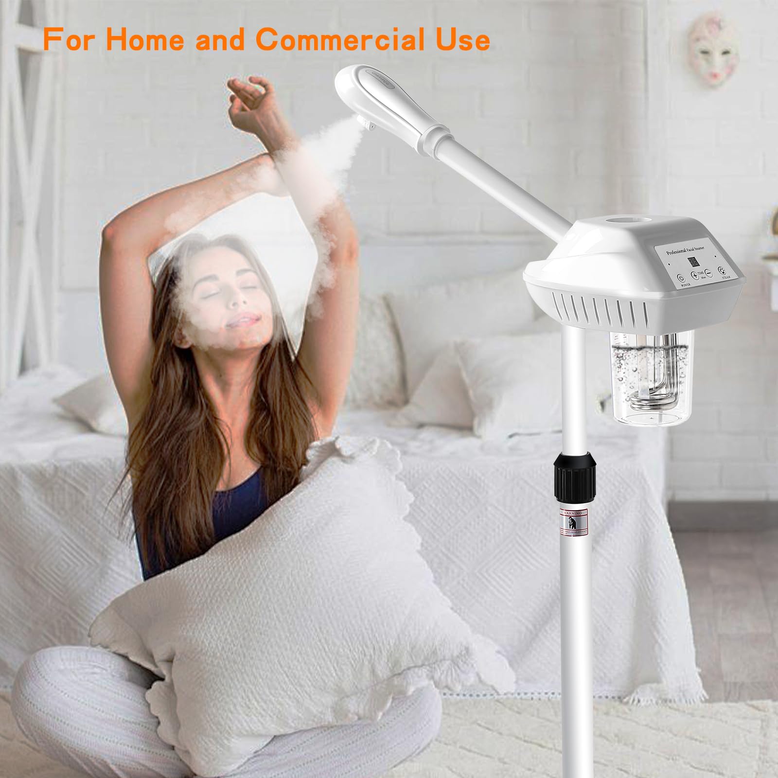 Professional Facial Steamer with Ozone & Wheels - Adjustable Height & Angle Esthetician Steamer for Spa & Home Use | Hot Mist Humidifier for Deep Cleansing & Skin Hydration | Perfect for Facial Treatments, Relaxation & Beauty Routines
