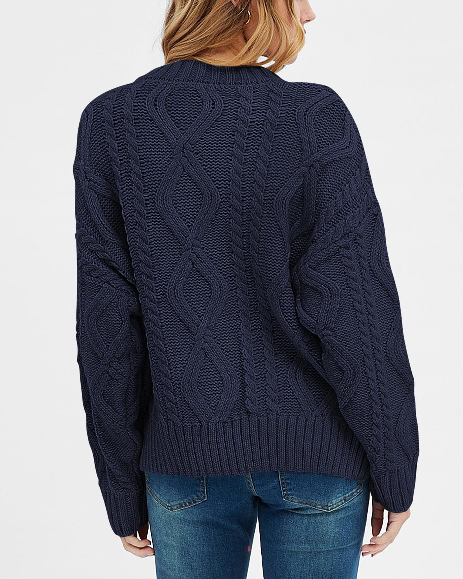 BTFBM Women's Casual Long Sleeve Ribbed Knit Pullover Sweater - Loose Crewneck Cable Jumper Top for Fall 2025 | Cozy Office Wear & Autumn Layering