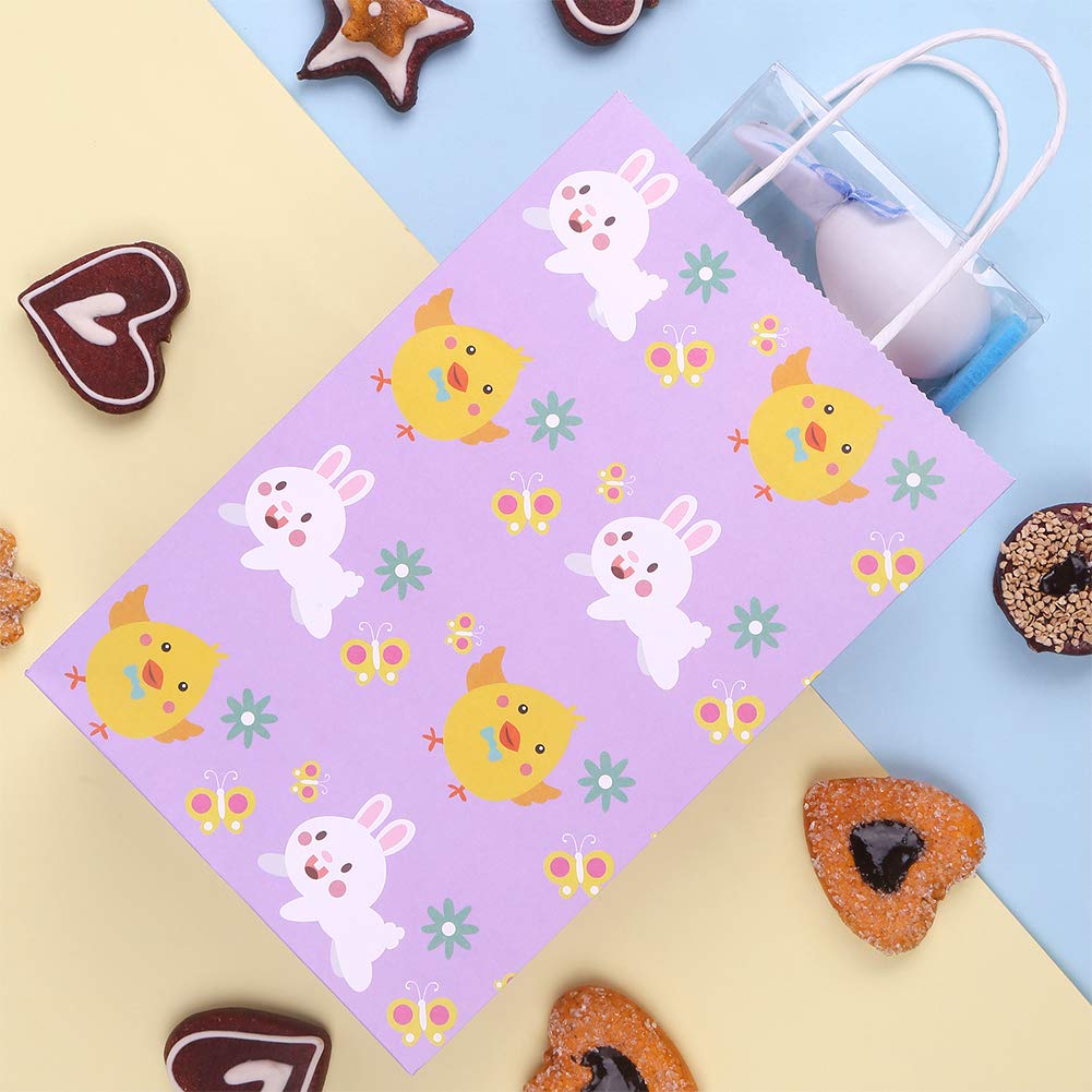 CCINEE 12PCS Easter Gift Bags - Bunny Kraft Paper Treat Bags with Handles for Egg, Chick & Candy | Kids Party Favors, Easter Basket Stuffers & Holiday Gift Wrapping | Perfect for Classroom Treats, Birthday Parties & Spring Celebrations
