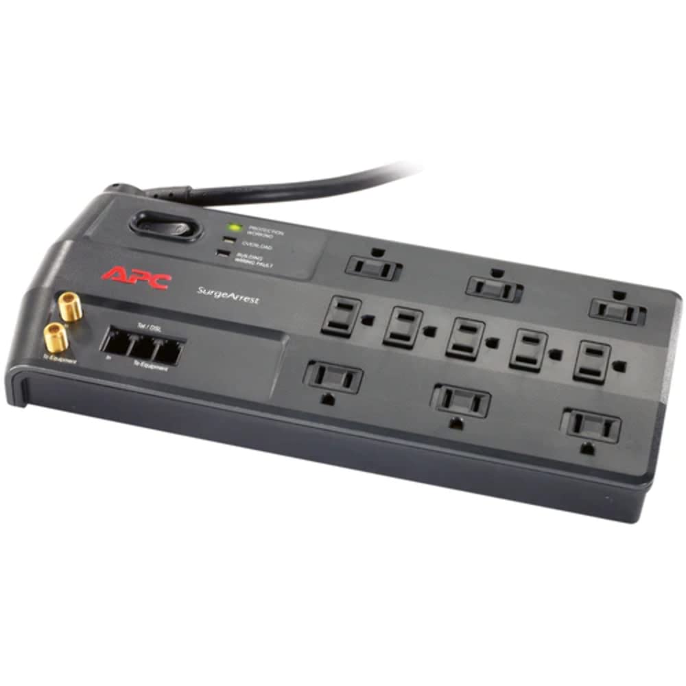 APC P11VT3 10-Outlet Surge Protector with 3540 Joules, Phone/Modem Protection & Right-Angle Plug – Ideal for Home Office, Entertainment Centers & Electronics Safety