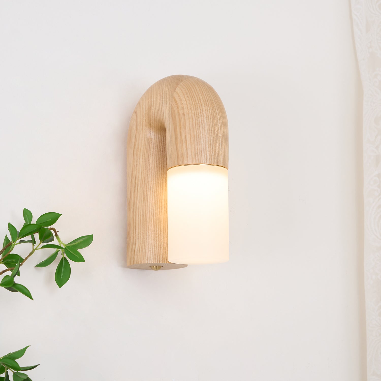 Arcus Modern Wooden Wall Lamp - Handcrafted Wood Wall Sconce with Warm LED Lighting for Bedroom, Living Room, and Hallway Decor