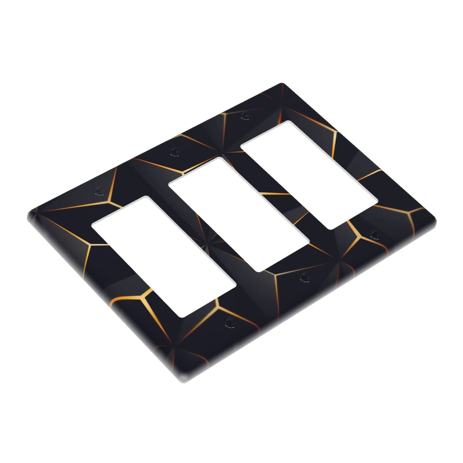 Modern Abstract Diamond Pattern Light Switch Cover - Triple Rocker Wall Plate, 3 Gang Switch Plate Cover for Bedroom, Bathroom & Farmhouse Decor - 4.65