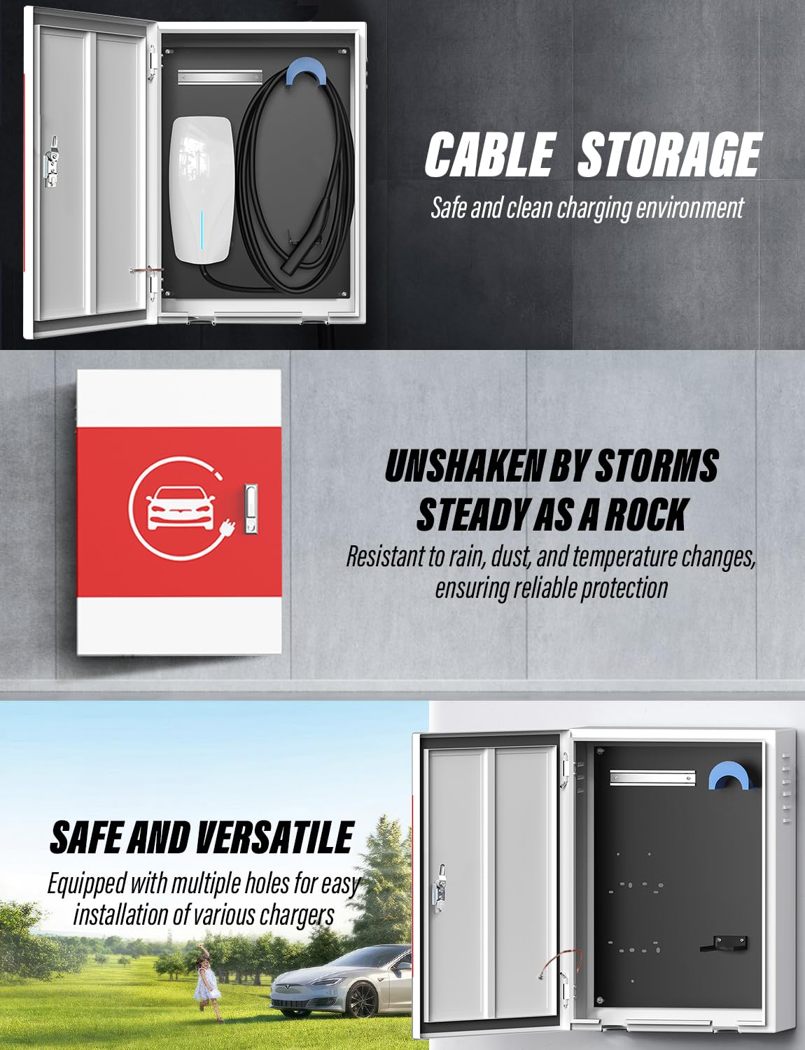 BMZX Tesla Wall Charger Box - Compatible with Tesla Wall Connector Gen 3 | Indoor/Outdoor EV Charger Enclosure with Cable Organizer | Waterproof & Dustproof Electric Vehicle Charging Solution for Home & Garage Use