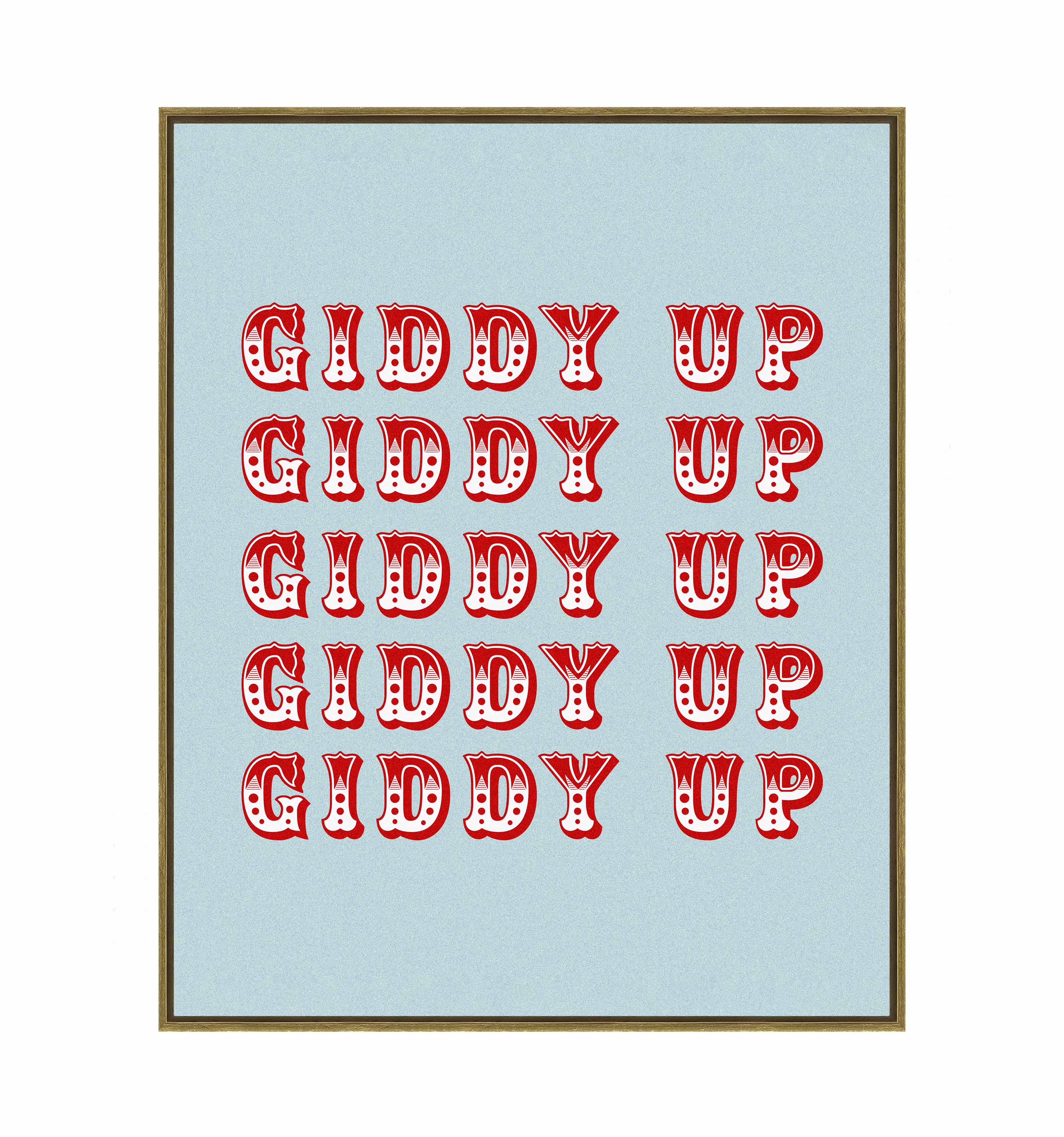 Giddy Up Western Horse Art Print - Gallery Wrapped Canvas Wall Decor for Living Room, Bedroom & Office - Ready to Hang Home Decor