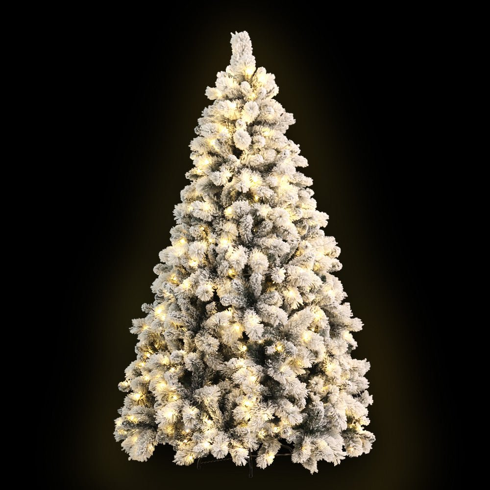 2.1M Pre-Lit Christmas Tree with 500 Warm White LED Lights & Snowy Tips - Perfect for Living Room, Office Holiday Decorations