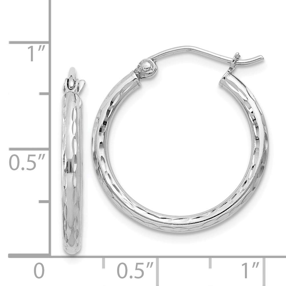 Sterling Silver Rhodium-Plated 2.00mm Shiny-Cut Hoop Earrings for Women | Hypoallergenic Dangle Ear Jewelry | Perfect for Parties, Weddings & Everyday Wear (QE3531)