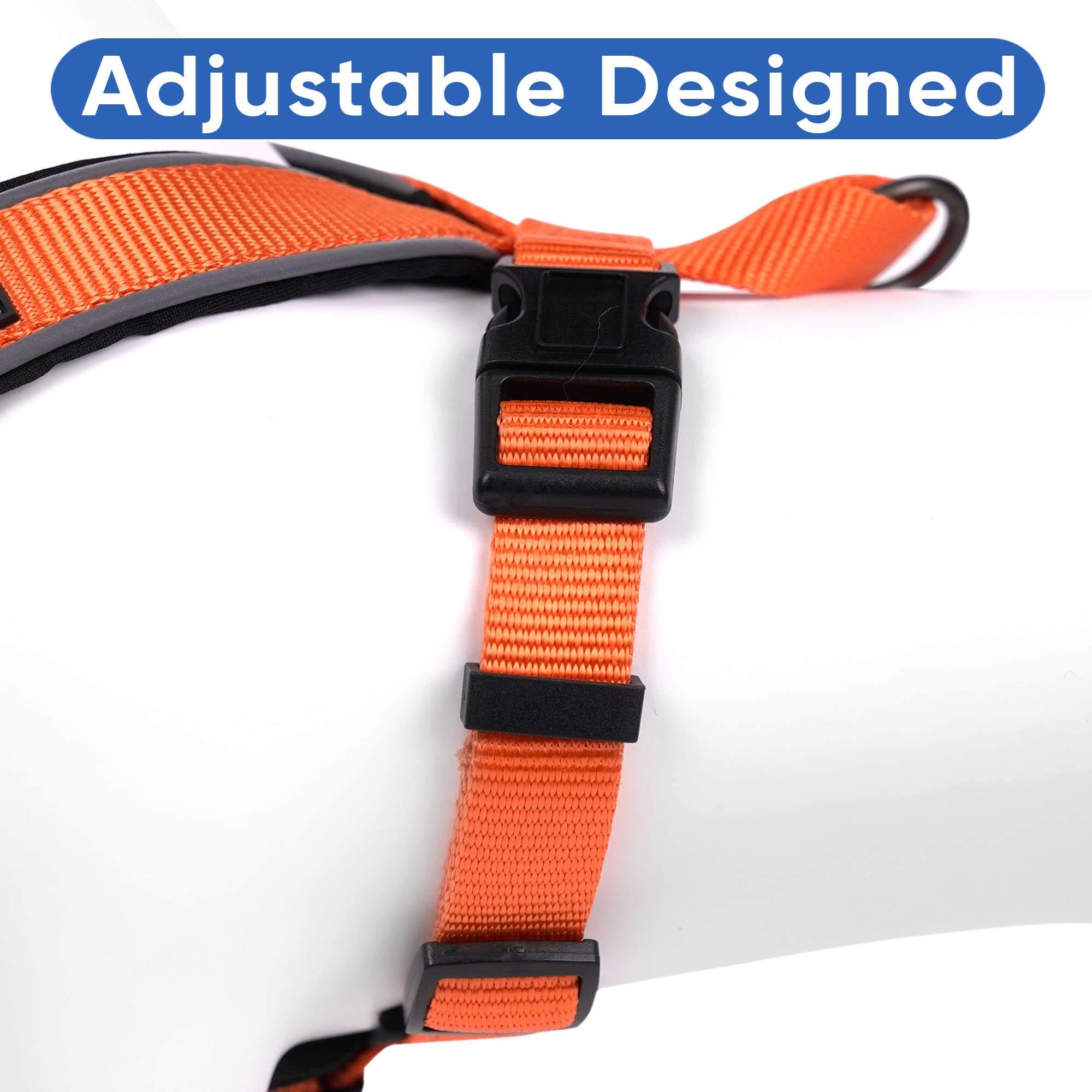 Reflective Padded Dog Harness for Small Dogs - Comfortable & Adjustable Pet Vest for Walking, Running & Outdoor Adventures - Orange Safety Gear for Nighttime Visibility (Size S) - Perfect for Daily Walks, Jogging & Nighttime Safety