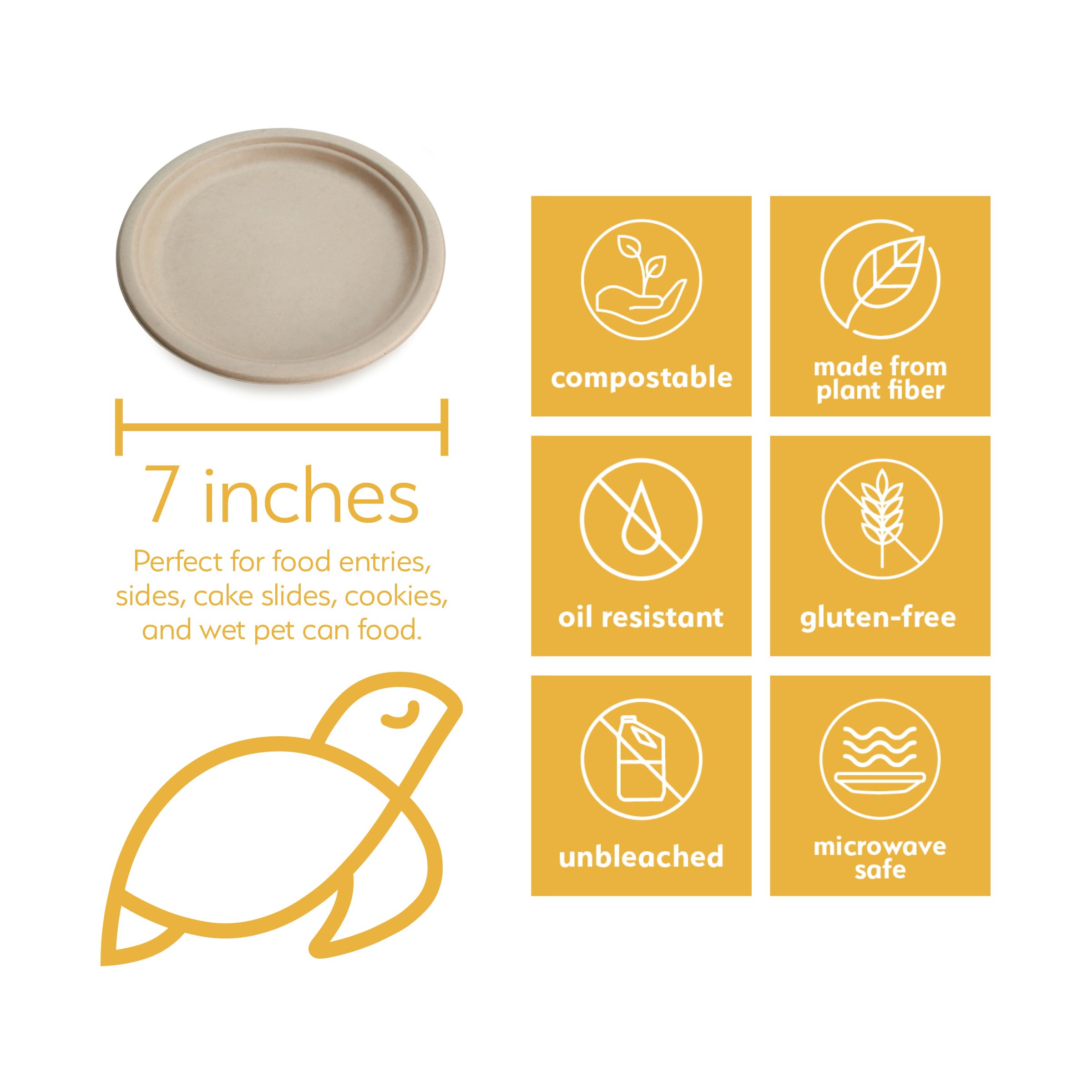 Eco-Friendly 100% Compostable Bamboo Paper Plates 7 Inch (240 Pack) - Biodegradable & Sturdy Small Dessert Plates for Parties, Picnics, BBQs & Events - Heavy-Duty Unbleached Disposable Plates by Earth's Natural Alternative