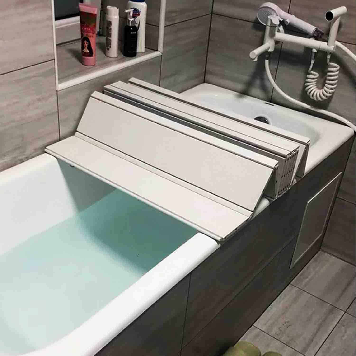 HJJKKH Foldable Waterproof Bathtub Cover - 0.65cm Thick PVC Bathtub Lid Tray for Dust Protection & Insulation | Store Wine Glasses, Books, Tablets & Phones | Perfect for Bathroom Storage, Relaxation & Organization