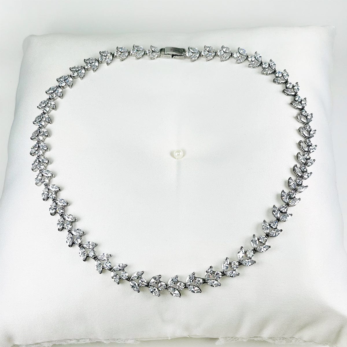 Elegant Tiny Crystal Cubic Zirconia Leaf Necklace - Silver Plated Pendant with Free Gift Box | Perfect for Women's Birthday Gifts, Anniversary Presents & Everyday Jewelry