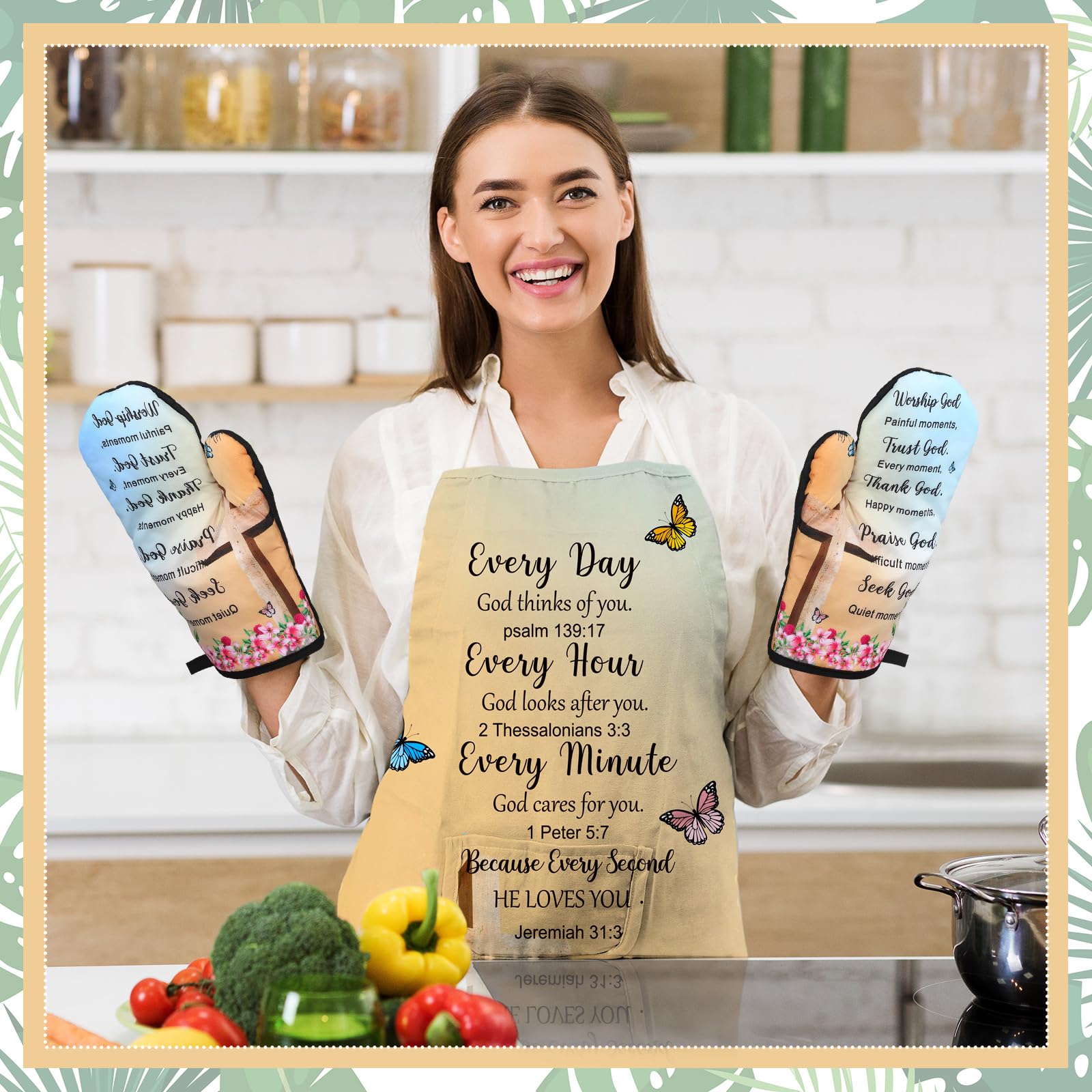 Heat Resistant Oven Mitts & Pot Holders Set - Gradient Color for Baking & Cooking Gifts