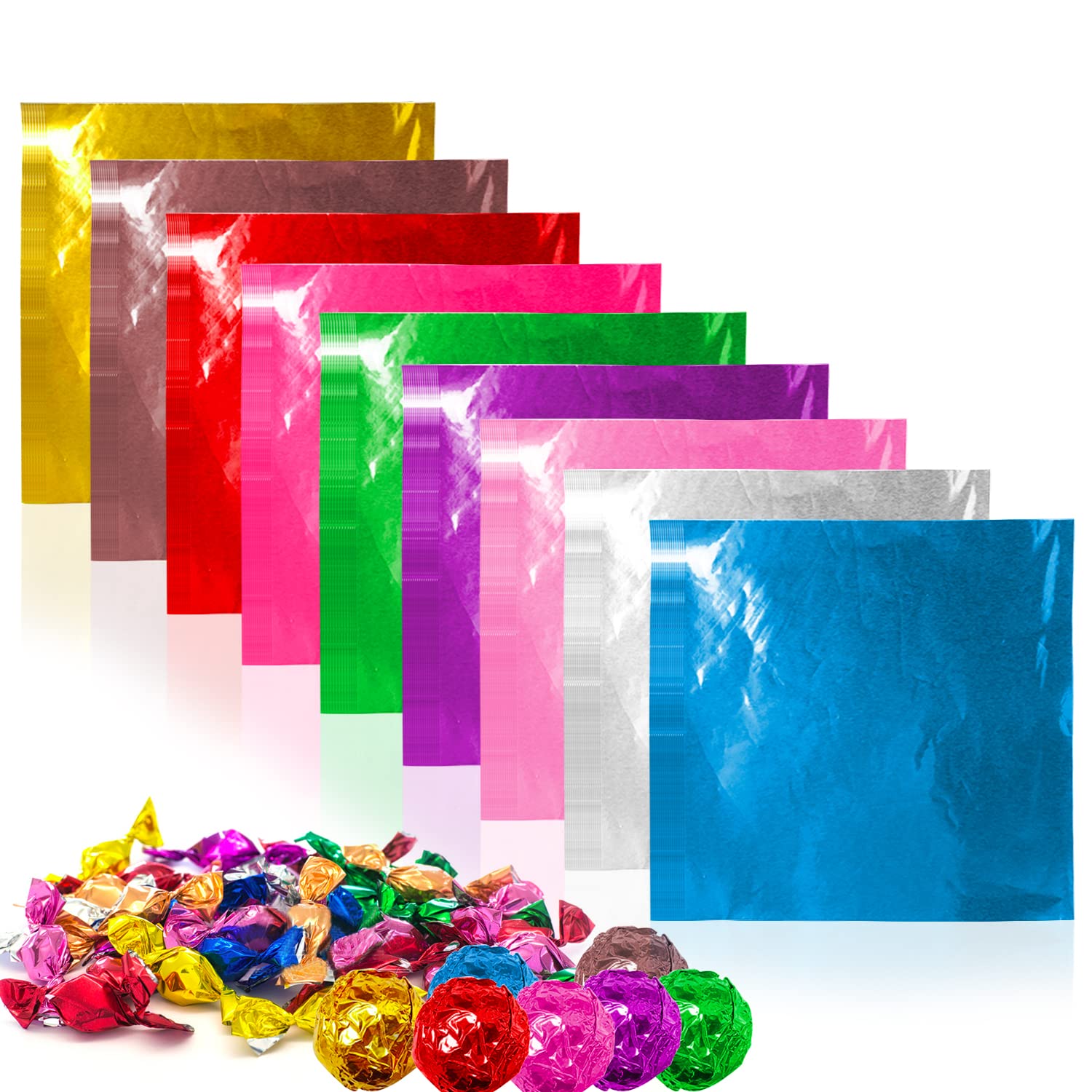 900 Pieces Chocolate Wrappers & Candy Wrappers - 3.1 Inch Square Aluminum Foil Wrapping Papers for Caramel, Chocolates, Truffles - Perfect for Candy Packaging, Gift Wrapping, Party Favors & DIY Decorations