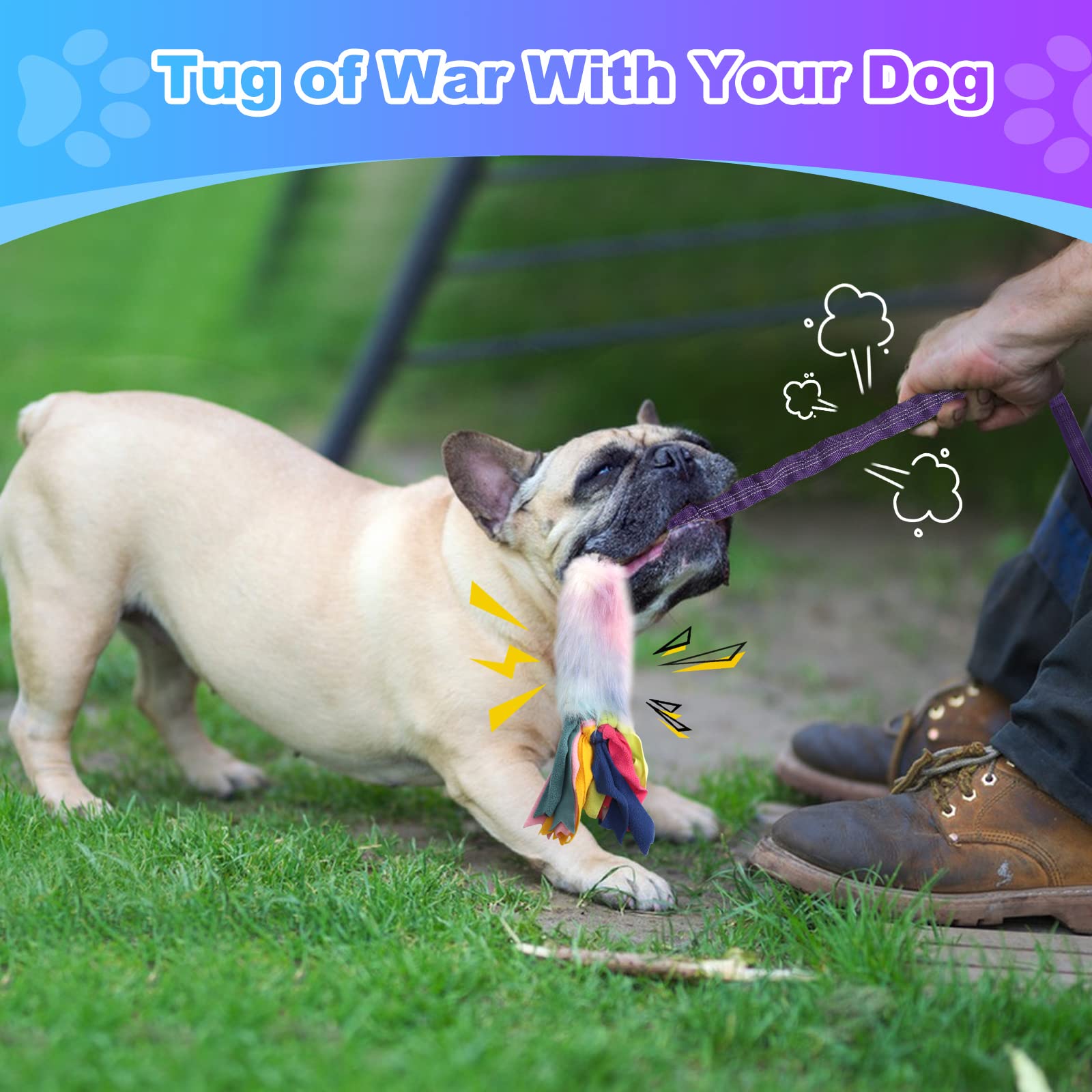 Nearly Indestructible Dog Rope Toys with Strong Squeak - Ideal for Tug of War, Interactive Training, Dental Cleaning, and Boredom Relief - Perfect for Dogs of All Ages at Home, Park, or Travel