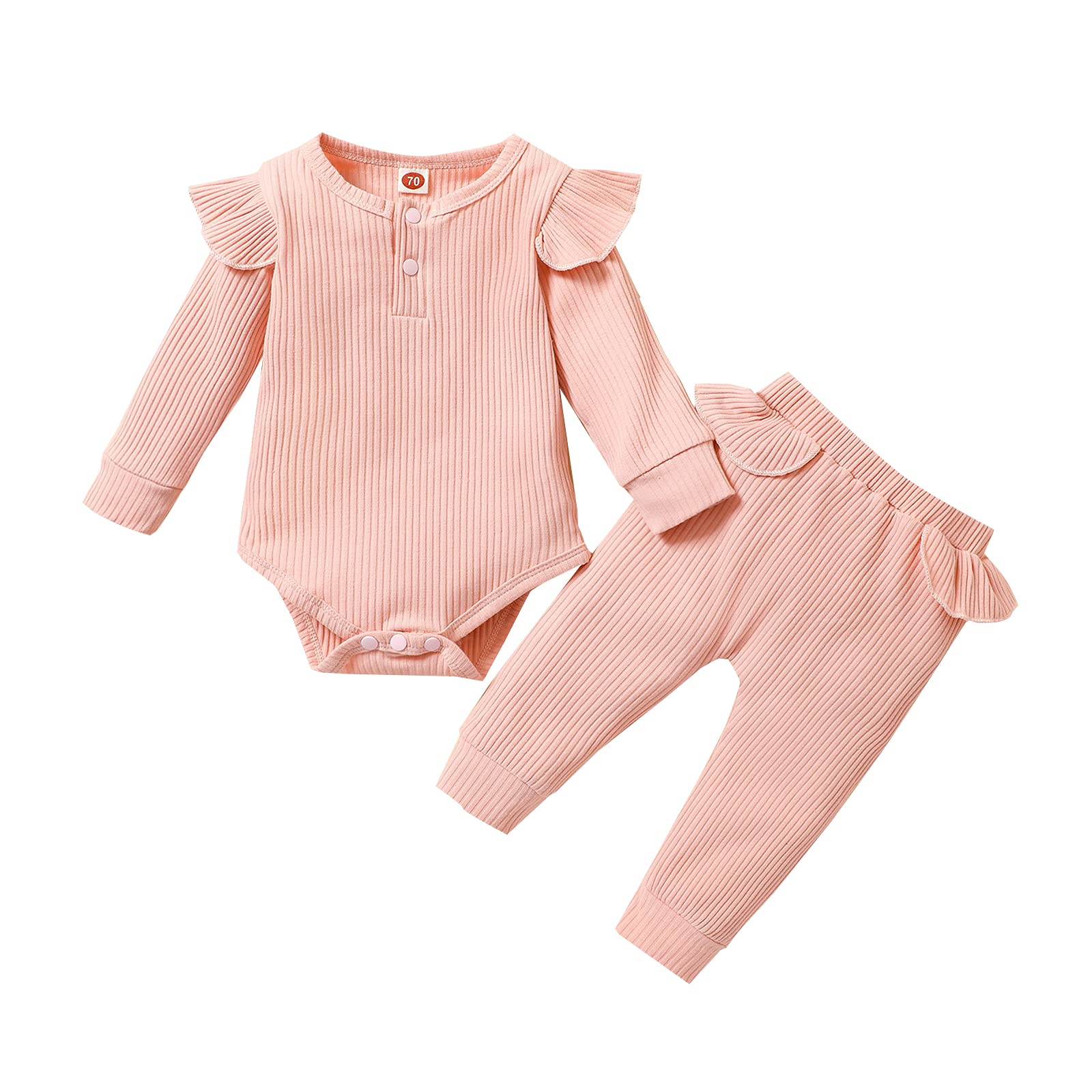 Newborn Baby Girl Clothes - Soft Cotton Knitted Ribbed Romper & Pants Set, Winter Outfits for Infant Girls | Perfect for Family Photos, Holiday Gifts & Daily Wear