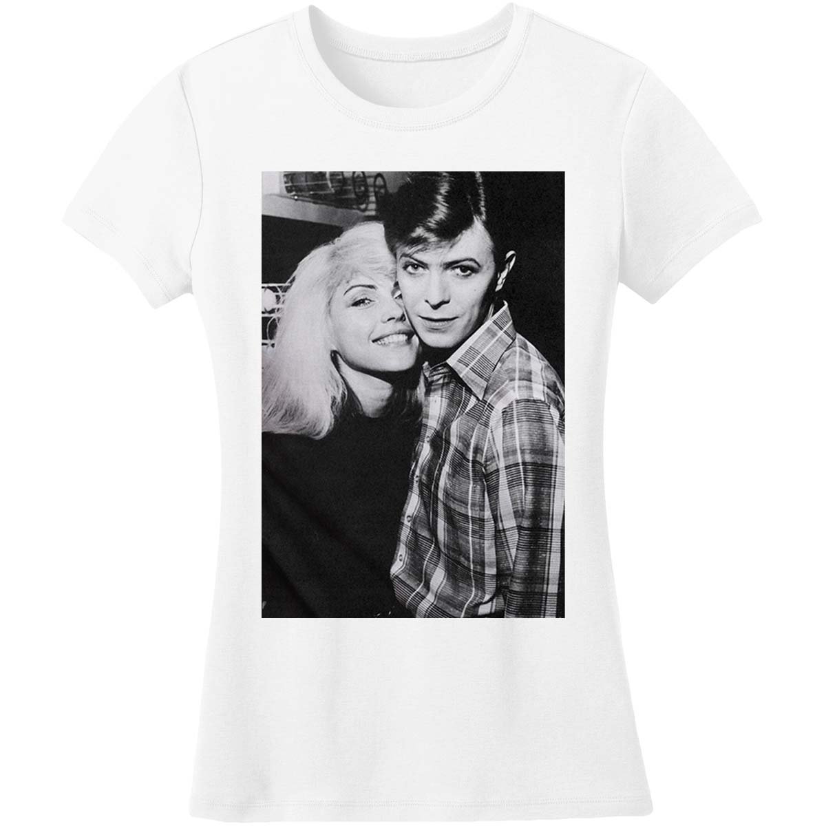 David Bowie Vintage David & Debbie Graphic T-Shirt for Girls - Soft Cotton Junior Tee in White - Perfect for Concerts, Casual Wear & Music Lovers