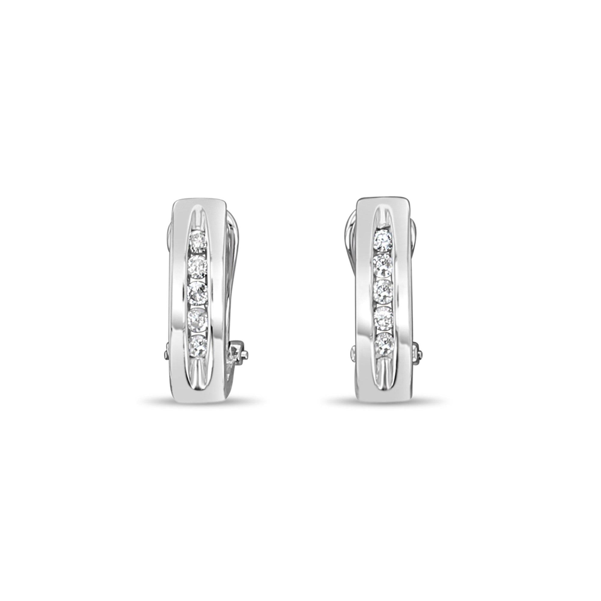 14K White Gold Channel Set Diamond Earrings - 0.50cttw Total Weight, Elegant Stud Earrings for Women, Perfect for Weddings, Anniversaries & Special Occasions