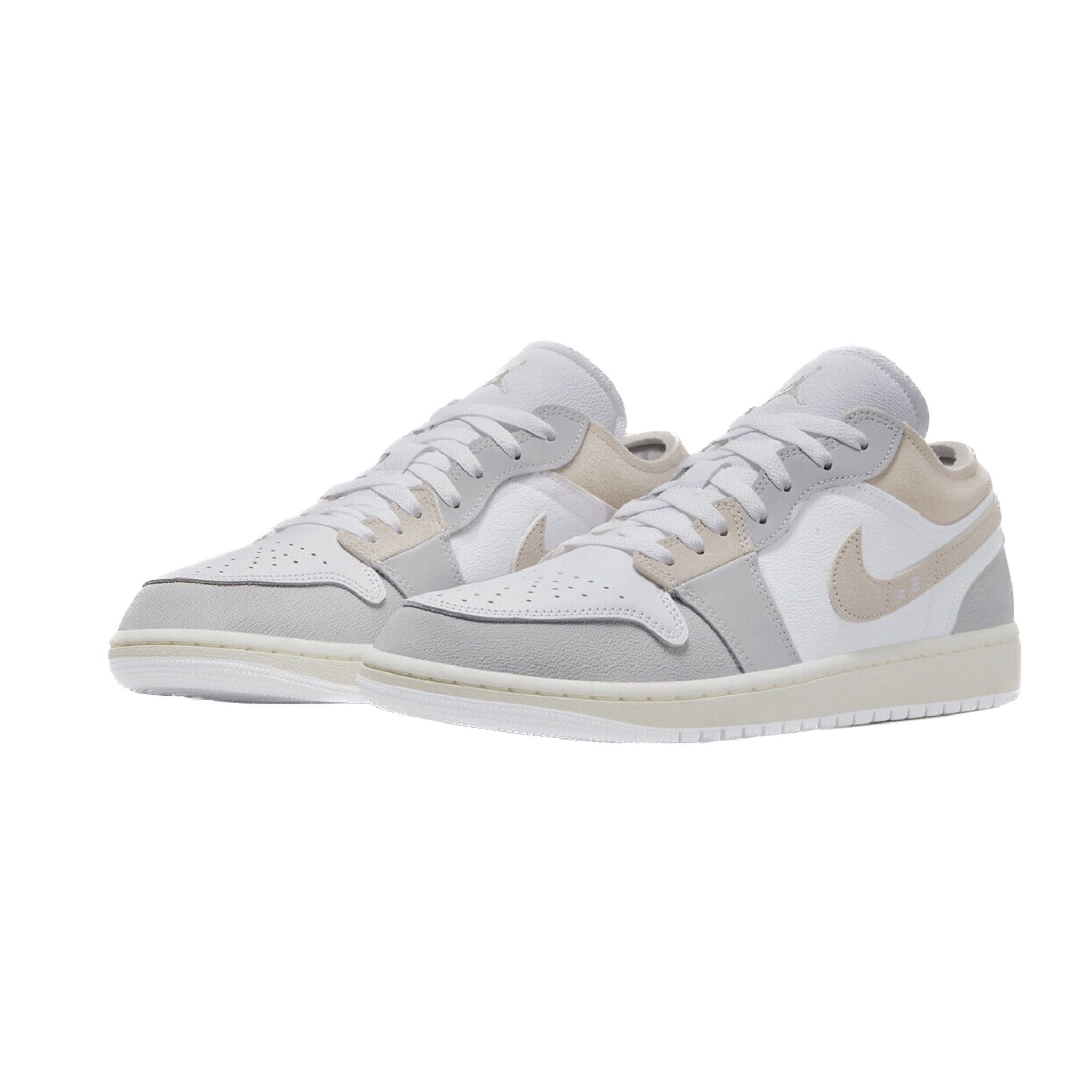 Air Jordan 1 Low SE Craft Inside Out Sneakers - Tech Grey/Light Orewood Brown/White Sail - Casual & Streetwear Fashion for Men & Women