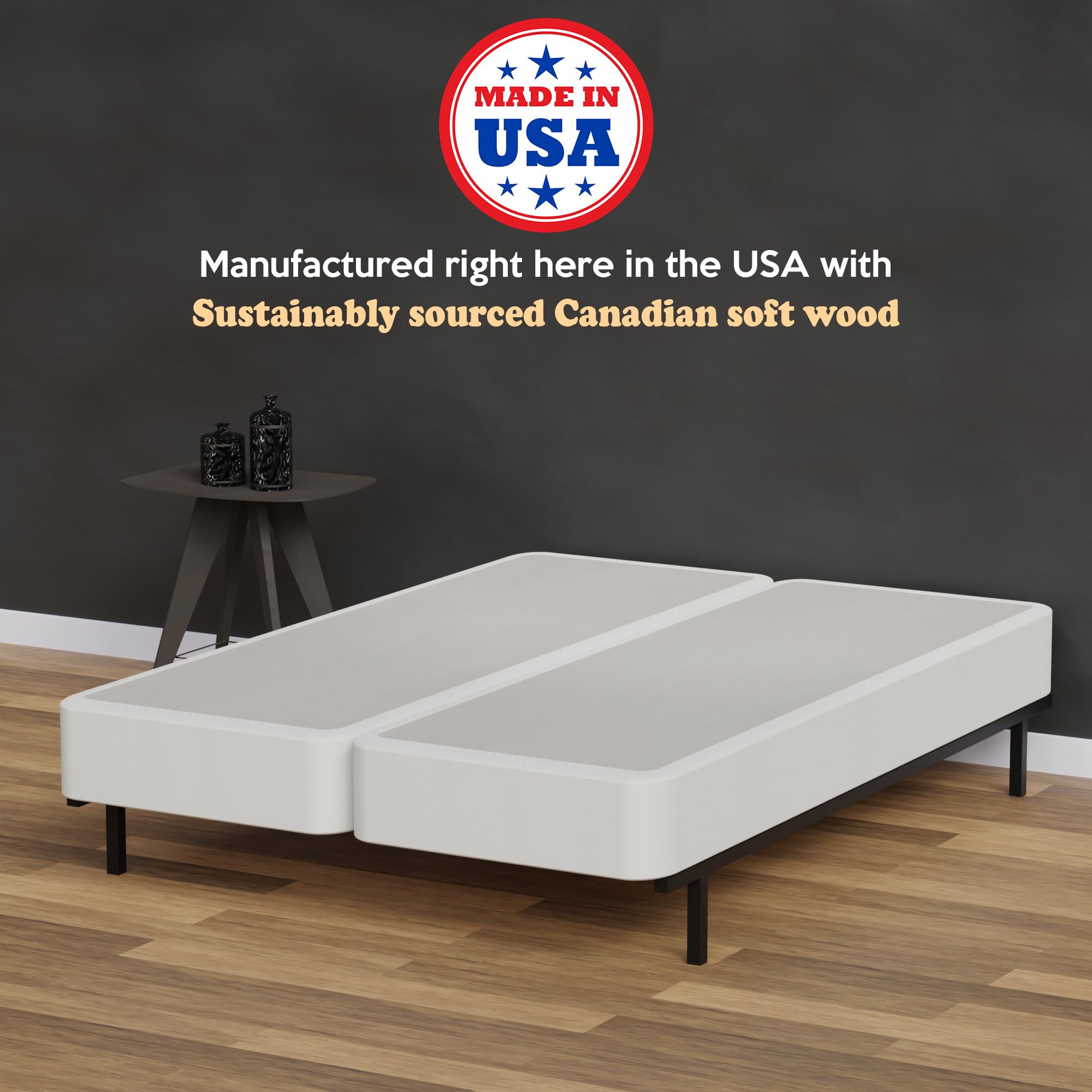 4-Inch Sturdy Split Box Spring for Mattress Support - Durable Wood Foundation for Full Size Bed - Easy Assembly & Long-Lasting Support - Perfect for Guest Rooms, Dorms & Home Bedrooms