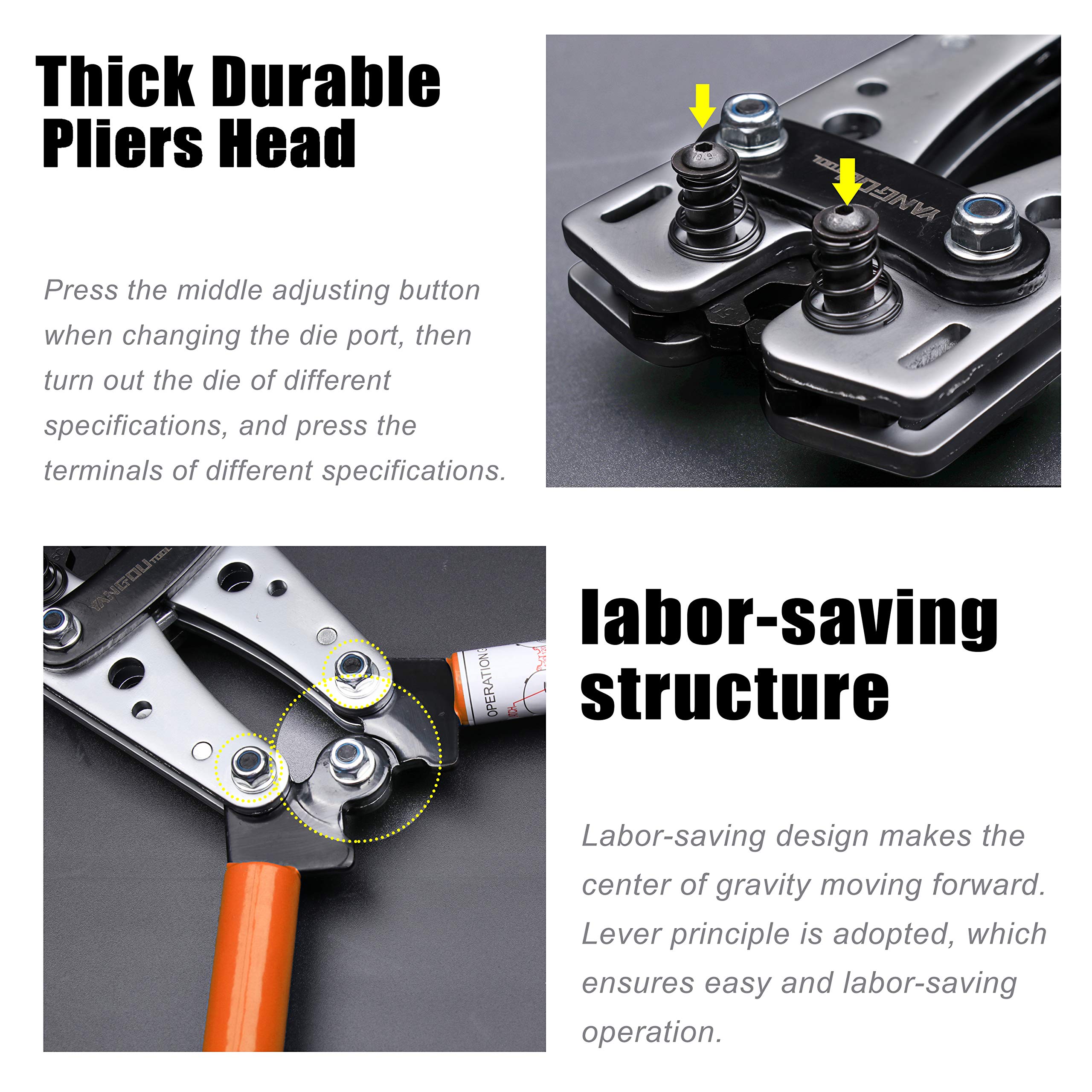 Professional Battery Terminal Cable Crimping Tool - AWG 1/0 to 10 Gauge - Heavy Duty Wire Lug Crimper for Large Electrical Connectors - Perfect for Car, Vehicle Maintenance & Electrical Repairs - Ideal for Mechanics, Electricians & DIY Auto Enthusiasts
