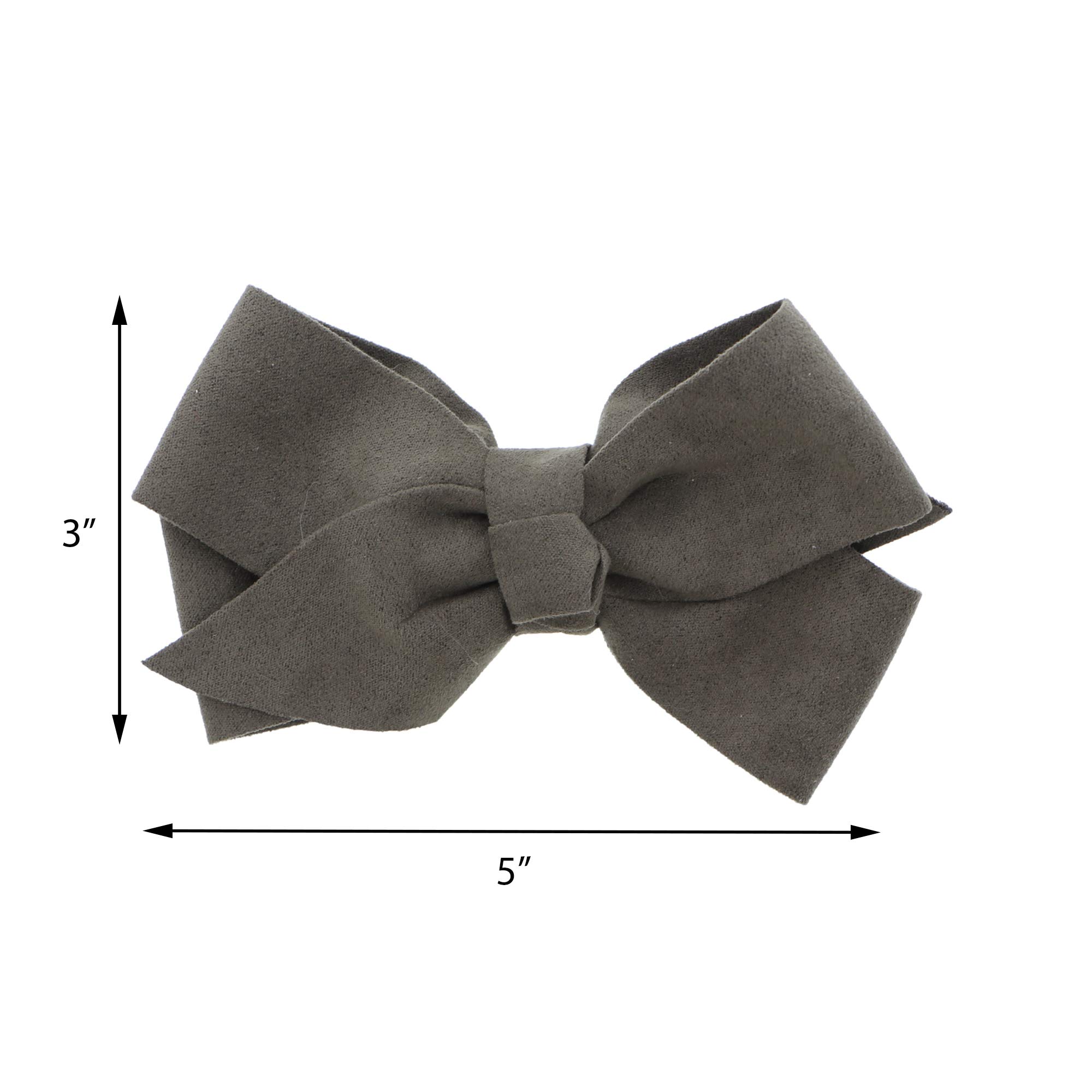 5 Inch Olive Suede Hair Bow for Girls - Elegant Hair Accessory for Parties, Weddings, and Everyday Style